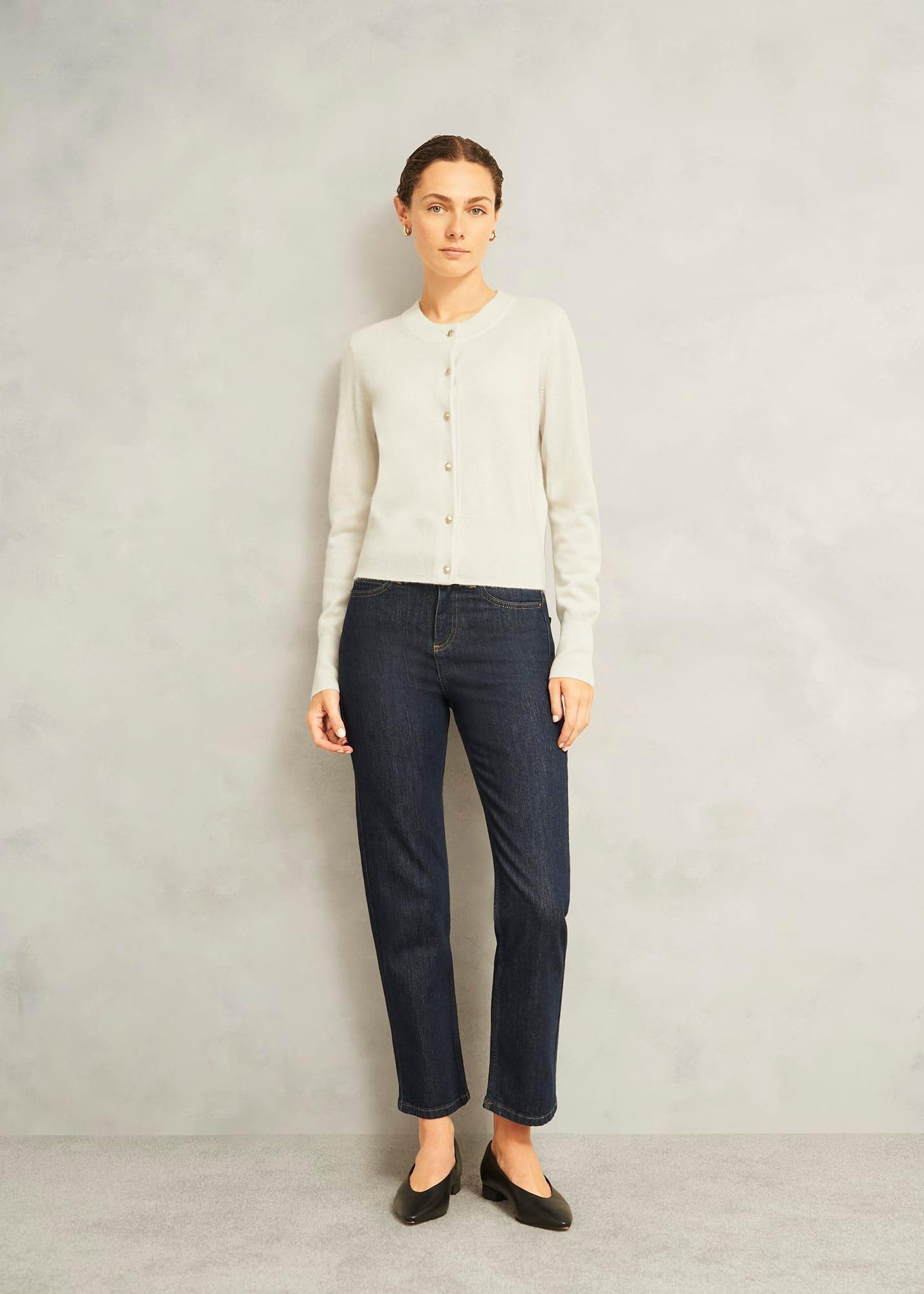 Monica Cashmere Cardigan, Warm Ivory, hi-res