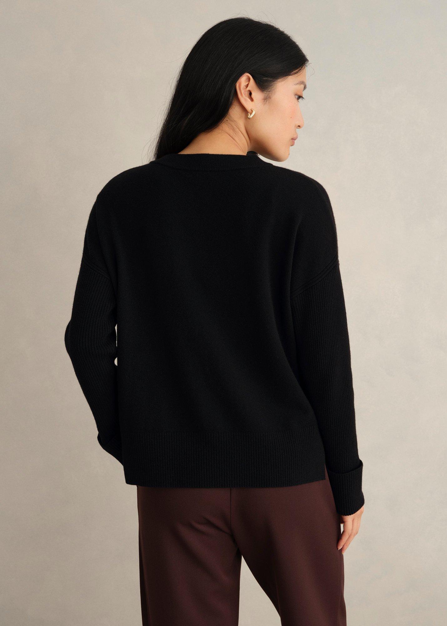 Darla Wool Blend Knitted Jumper, Black, hi-res