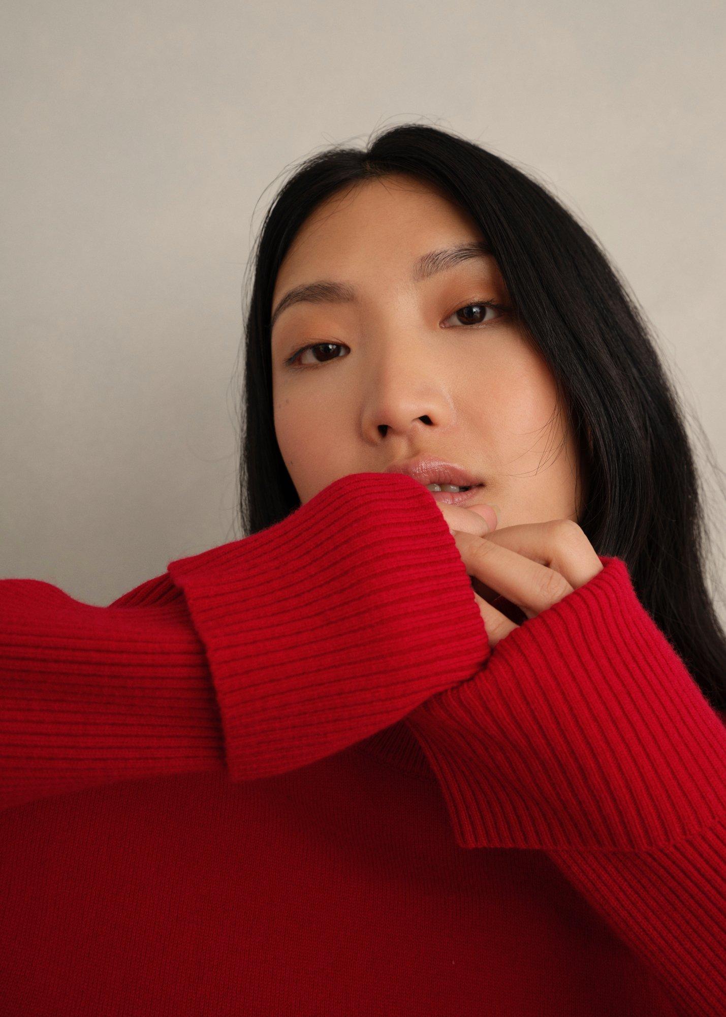 Darla Wool Blend Knitted Jumper, Pomegranate Red, hi-res