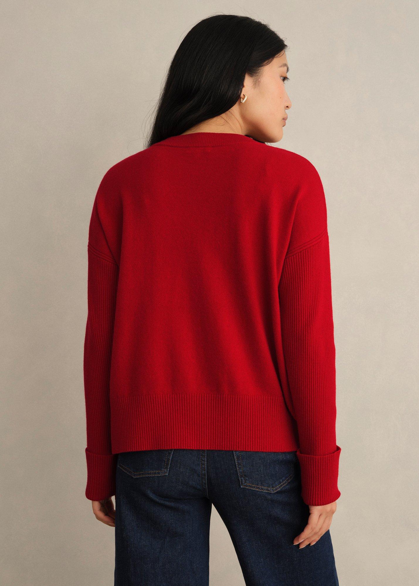 Darla Wool Blend Knitted Jumper, Pomegranate Red, hi-res