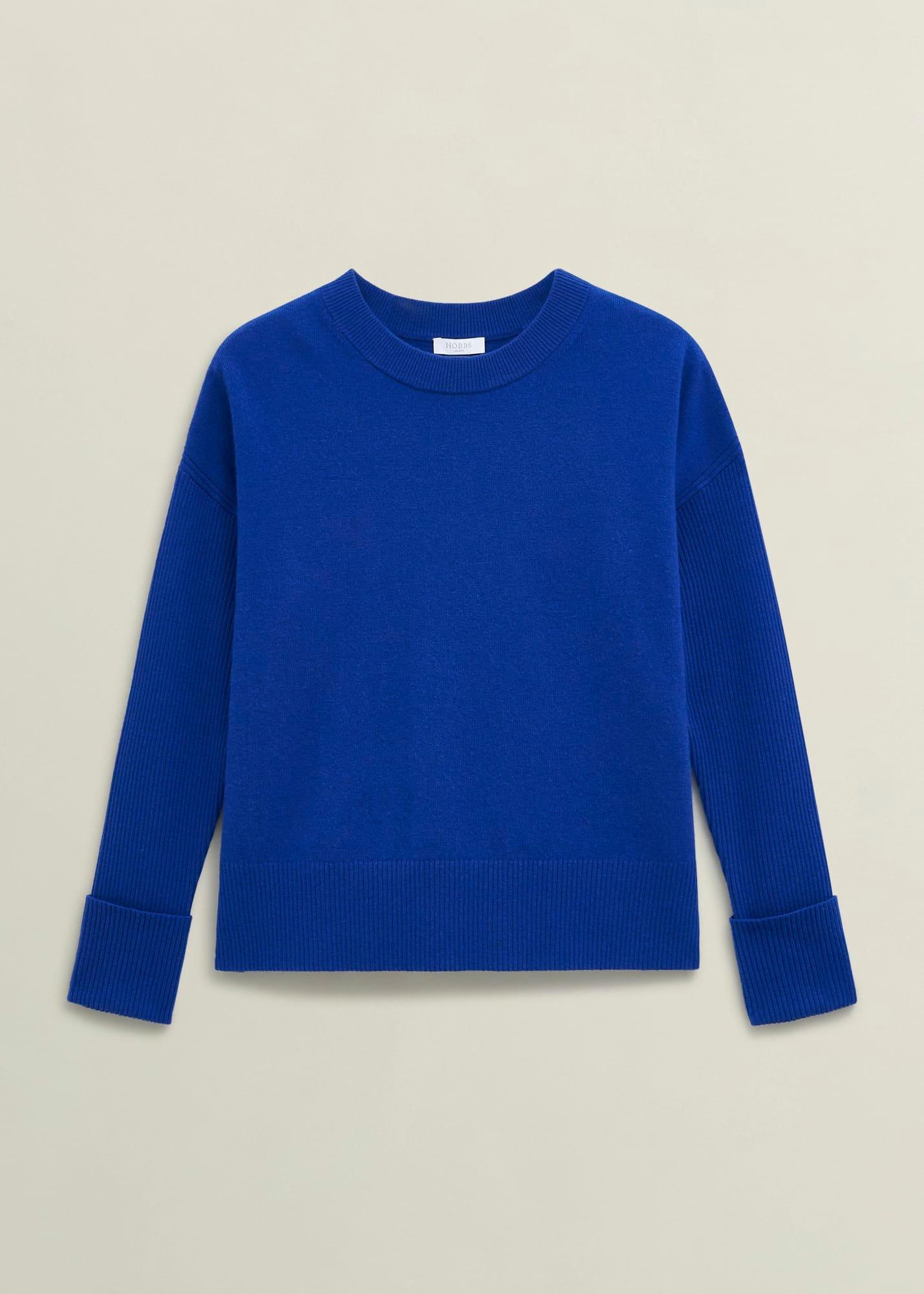 Blue Darla Wool Blend Chunky Crew Neck Knitted Jumper
