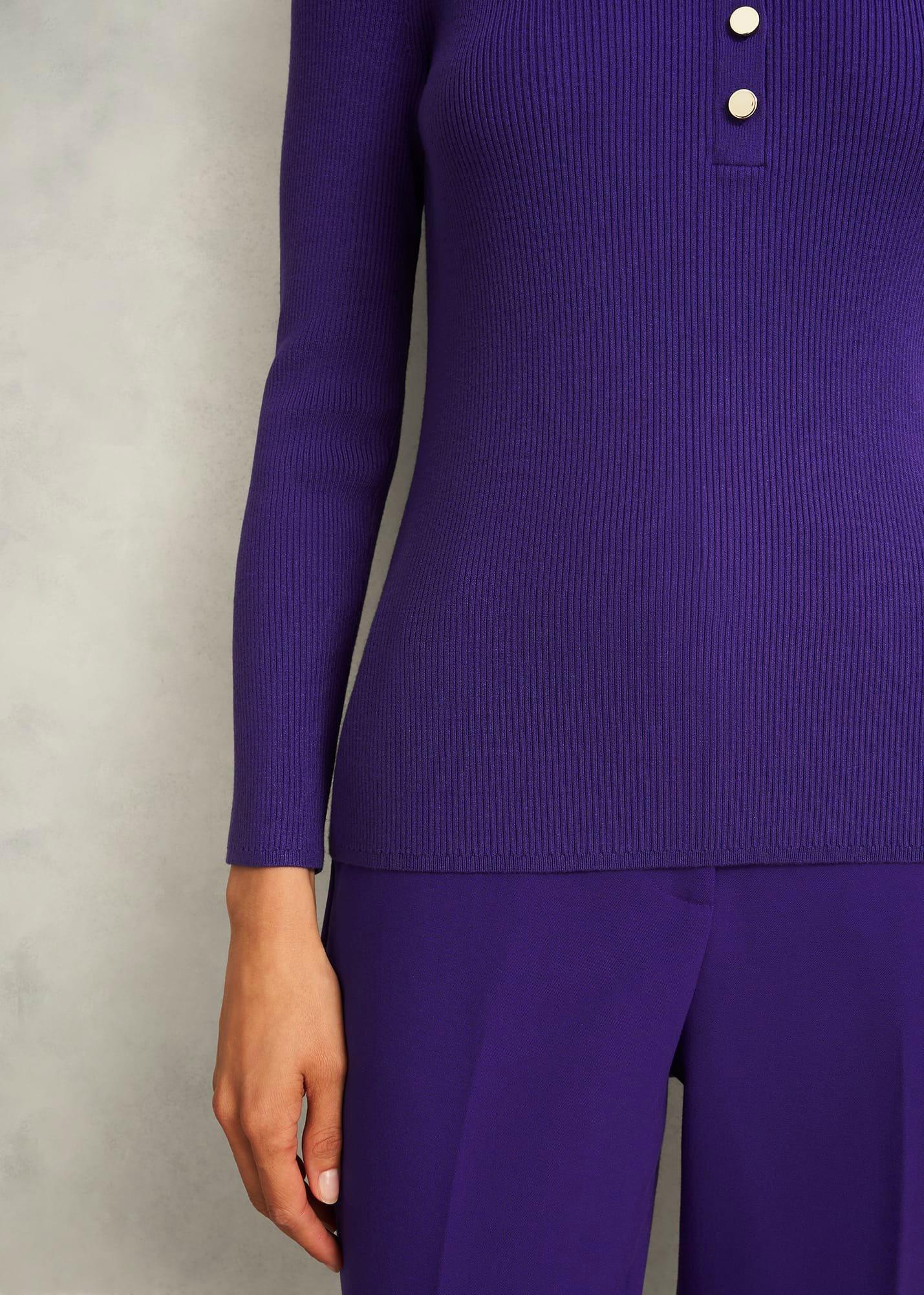Purple Fara Ribbed Knitted Shirt, Future Purple, hi-res