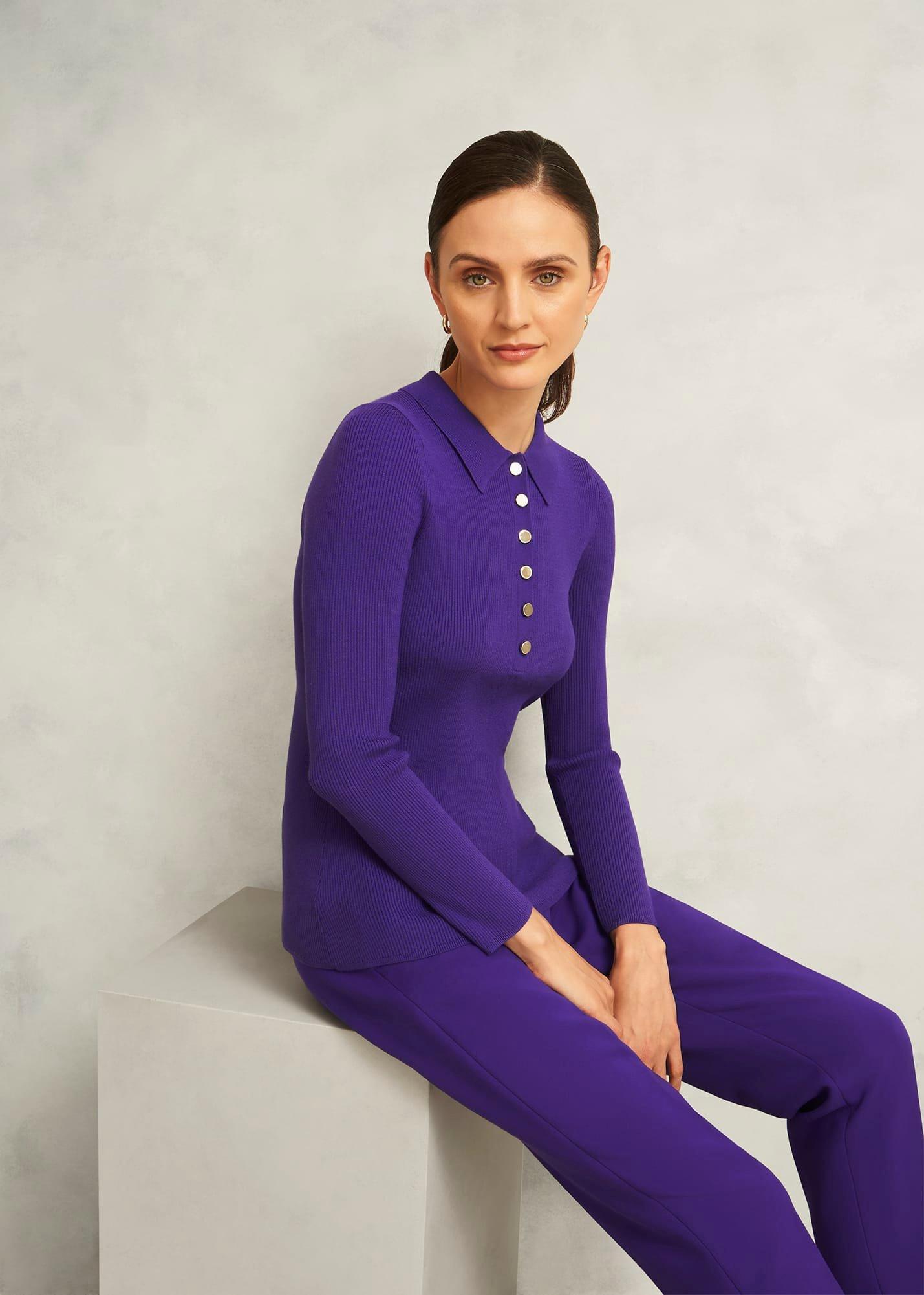 Purple Fara Ribbed Knitted Shirt, Future Purple, hi-res