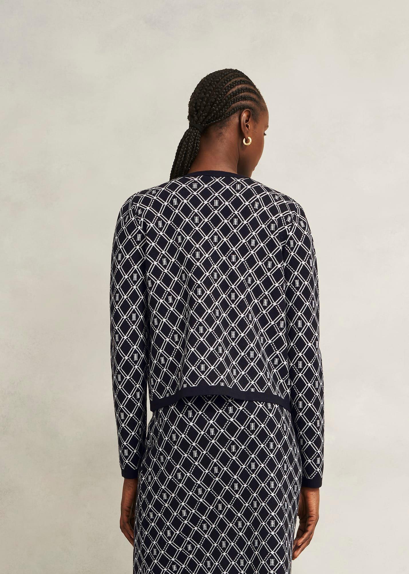 Perrie Knitted Jacket, Navy Ivory, hi-res