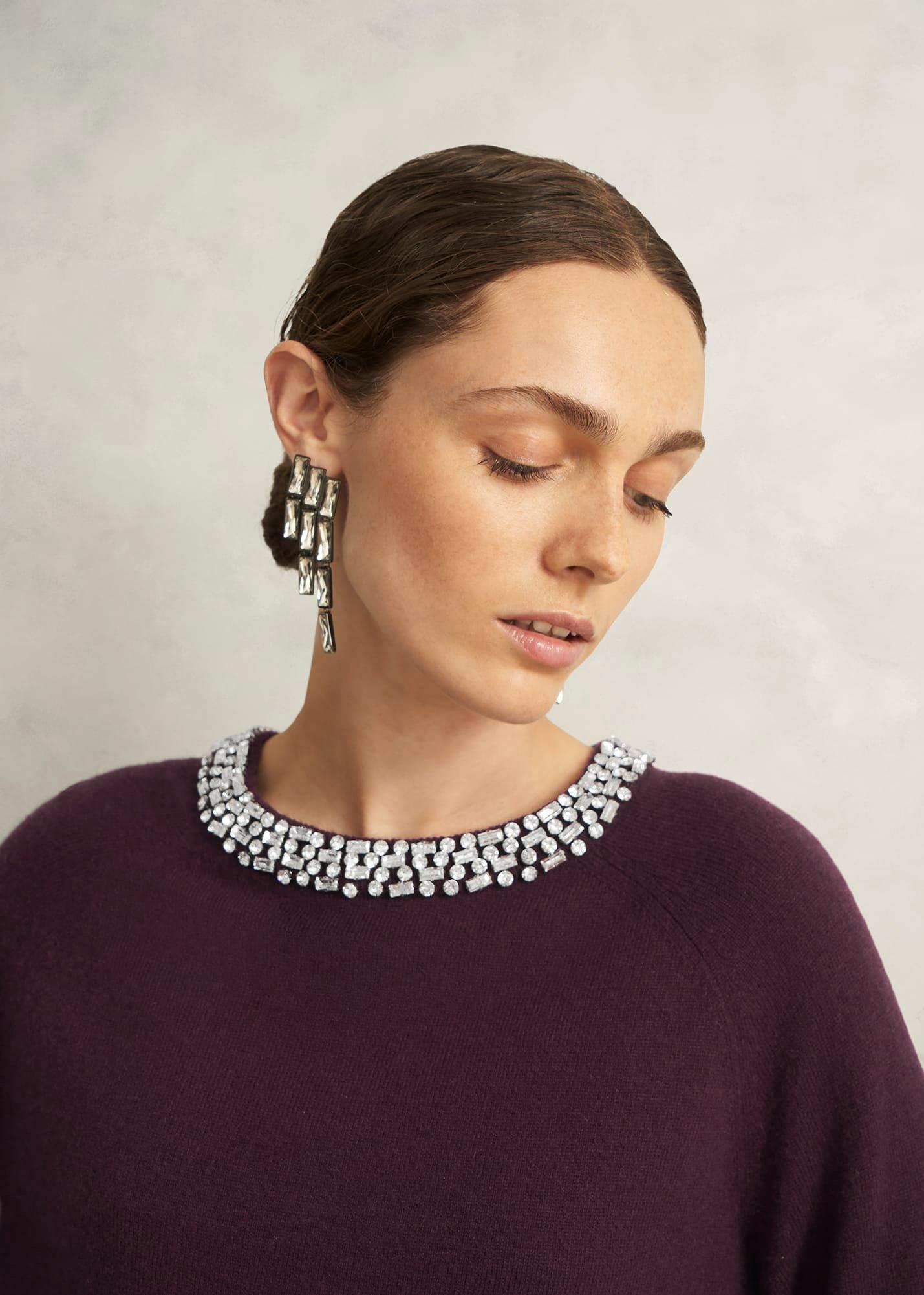 Sherry Wool Blend Gem Detail Jumper, Malbec Purple, hi-res