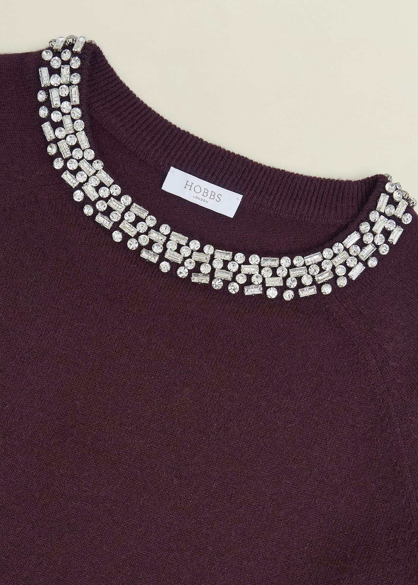 Sherry Wool Blend Gem Detail Jumper, Malbec Purple, hi-res
