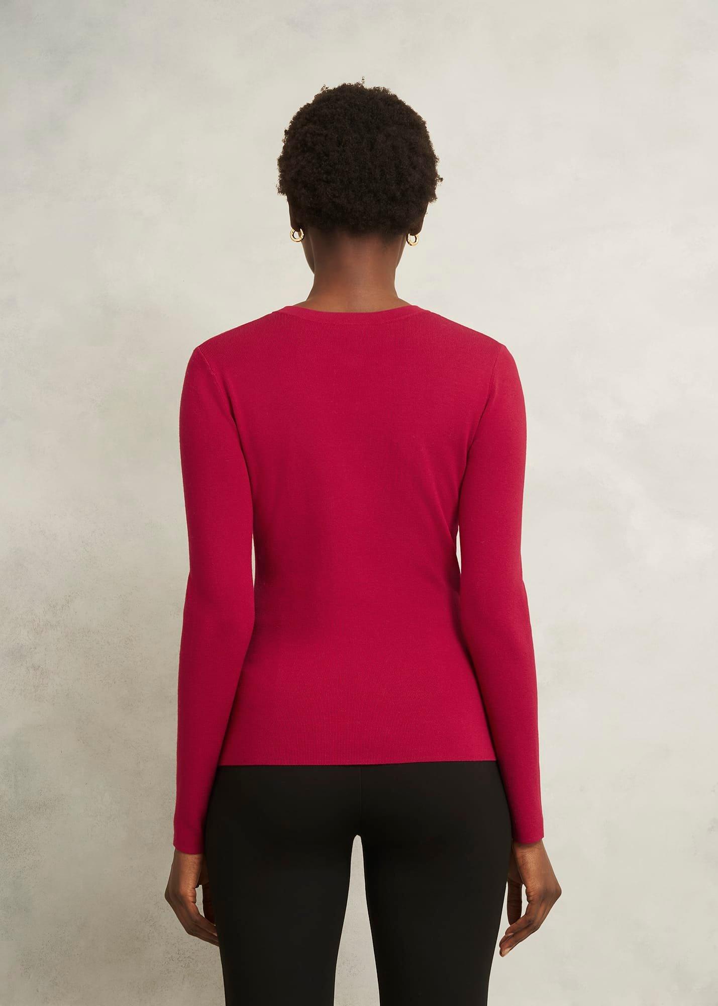 Hayden Button Detail Knitted Jumper, Pomegranate Red, hi-res