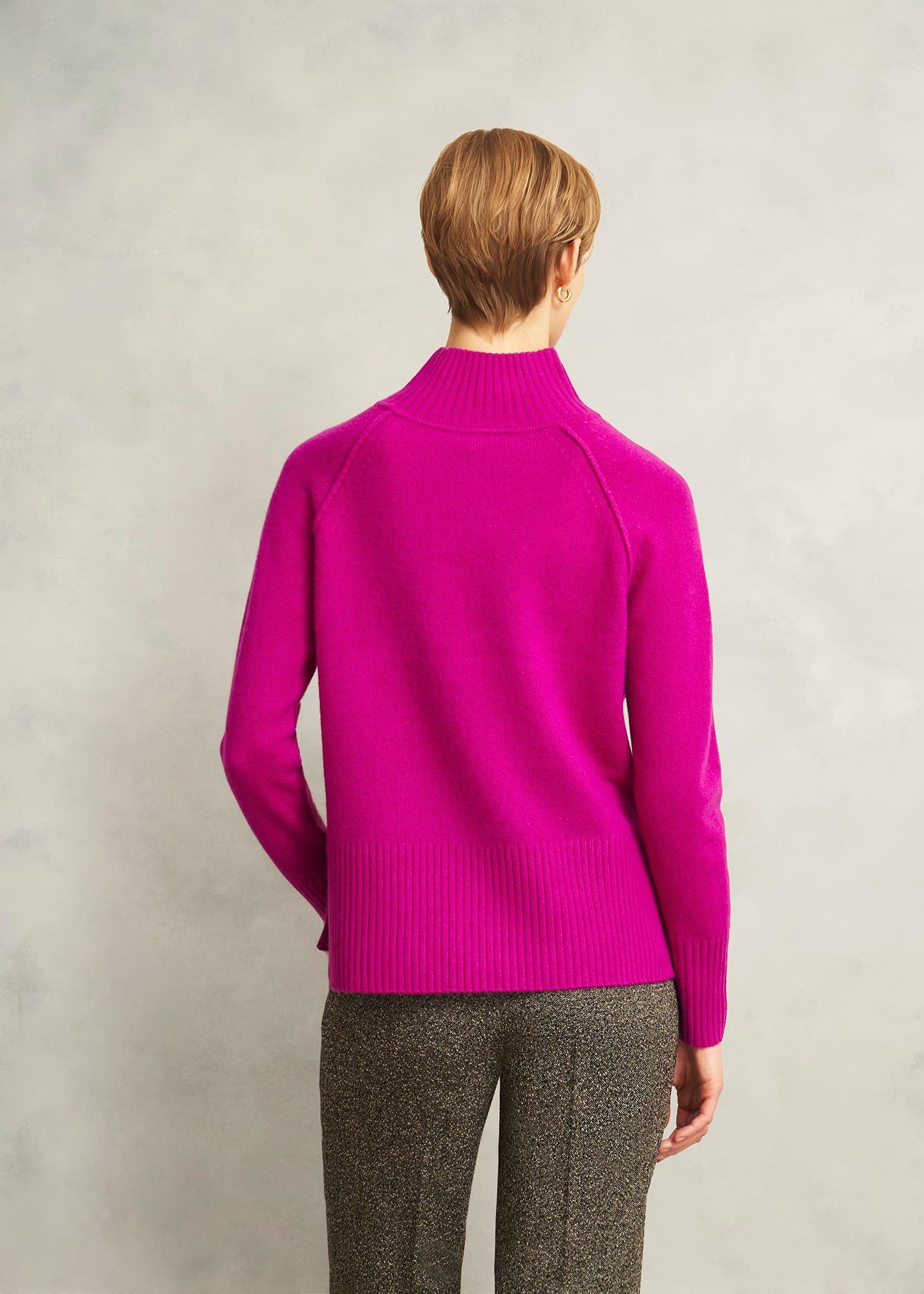 Pink Lorraine Wool Blend Turtle Neck Knitted Jumper, Magenta Pink, hi-res