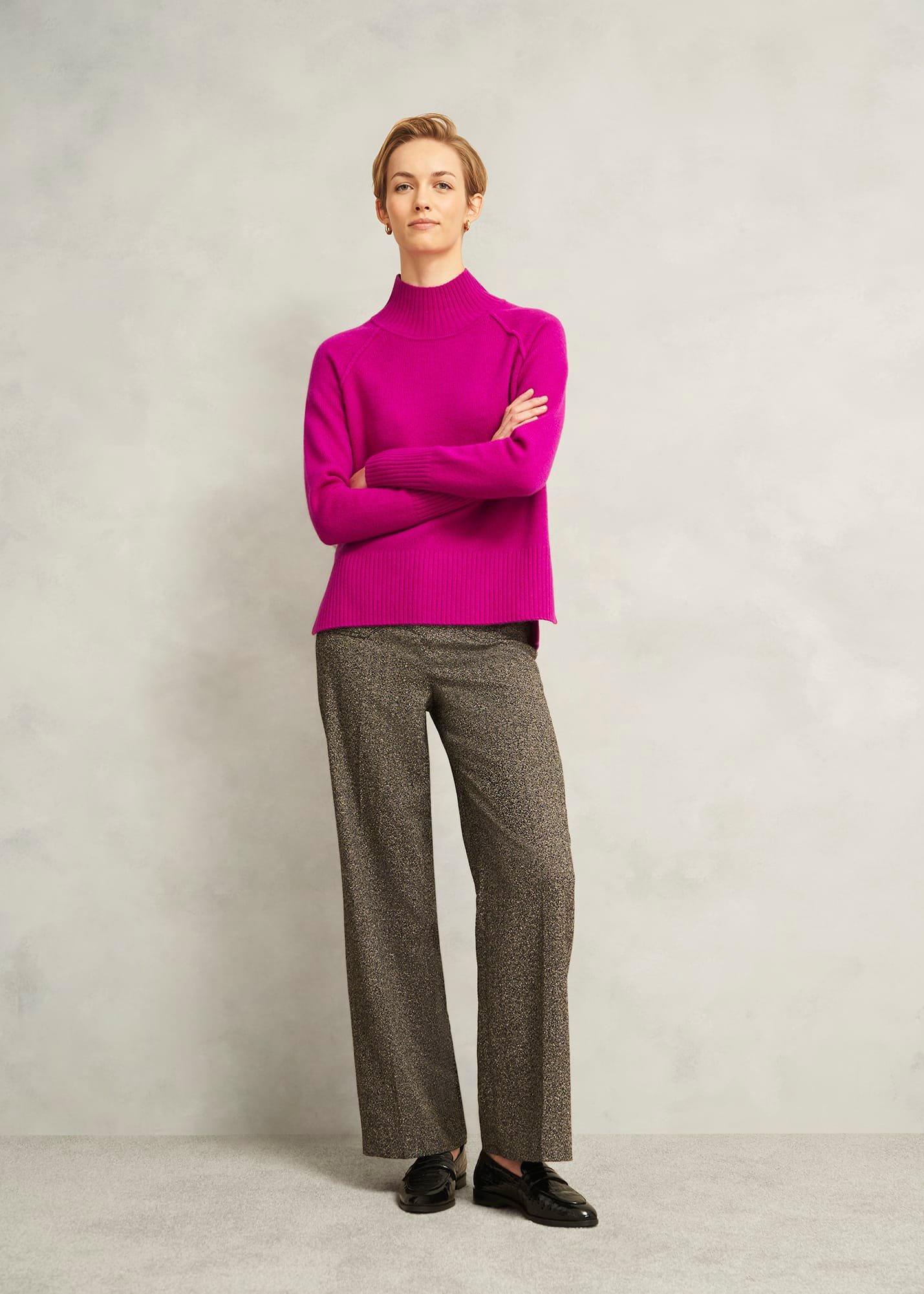 Pink Lorraine Wool Blend Turtle Neck Knitted Jumper, Magenta Pink, hi-res
