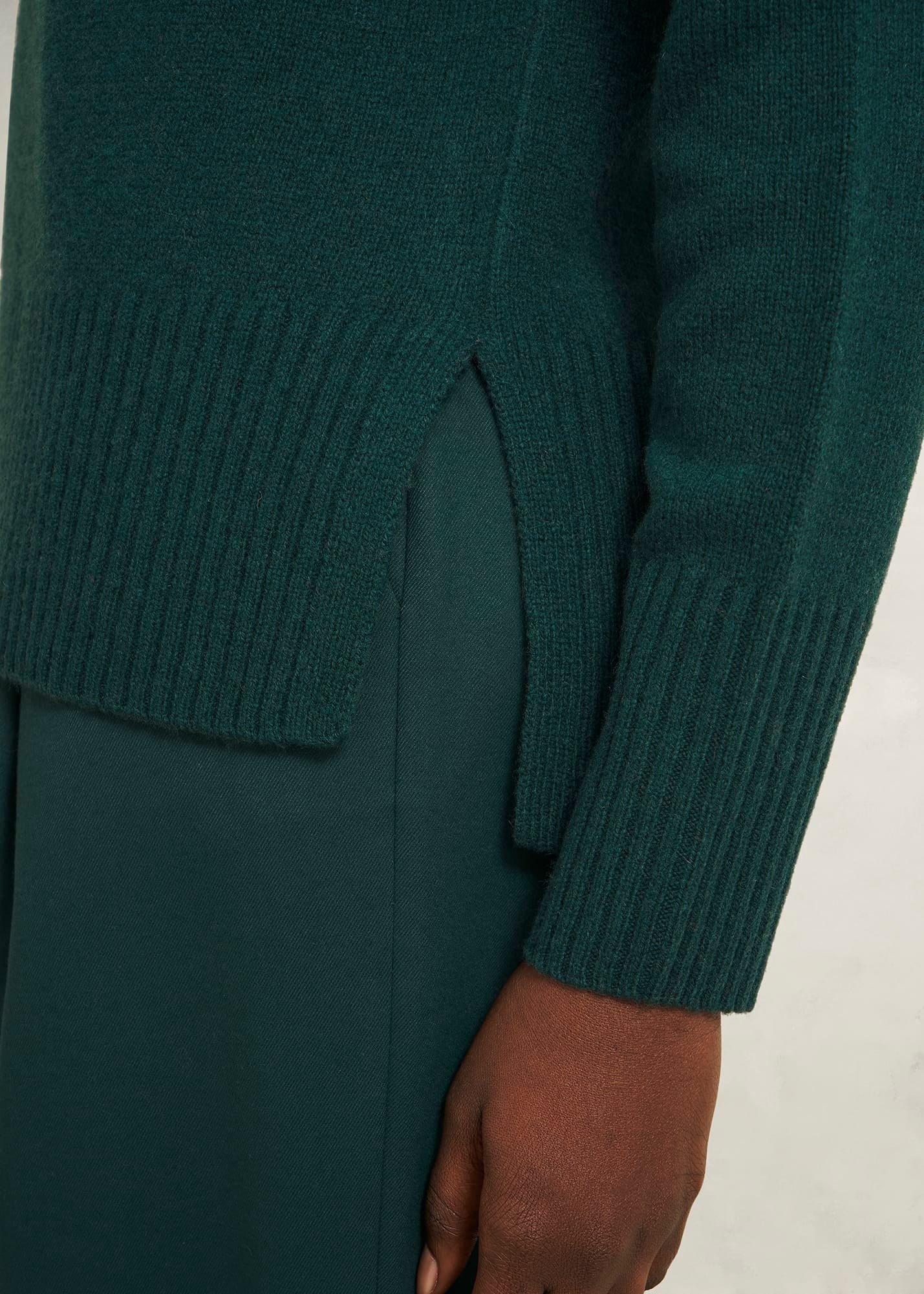 Dark Green Lorraine Wool Blend Turtle Neck Knitted Jumper, Ponderosa Green, hi-res