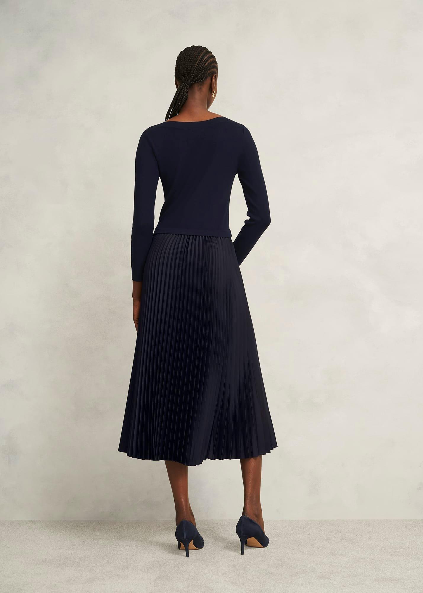Lucinda Knitted Dress, Hobbs Navy, hi-res