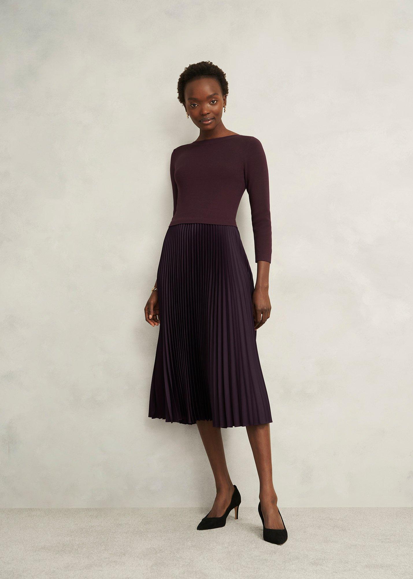 Petite Lucinda Knitted Pleated Midi Dress