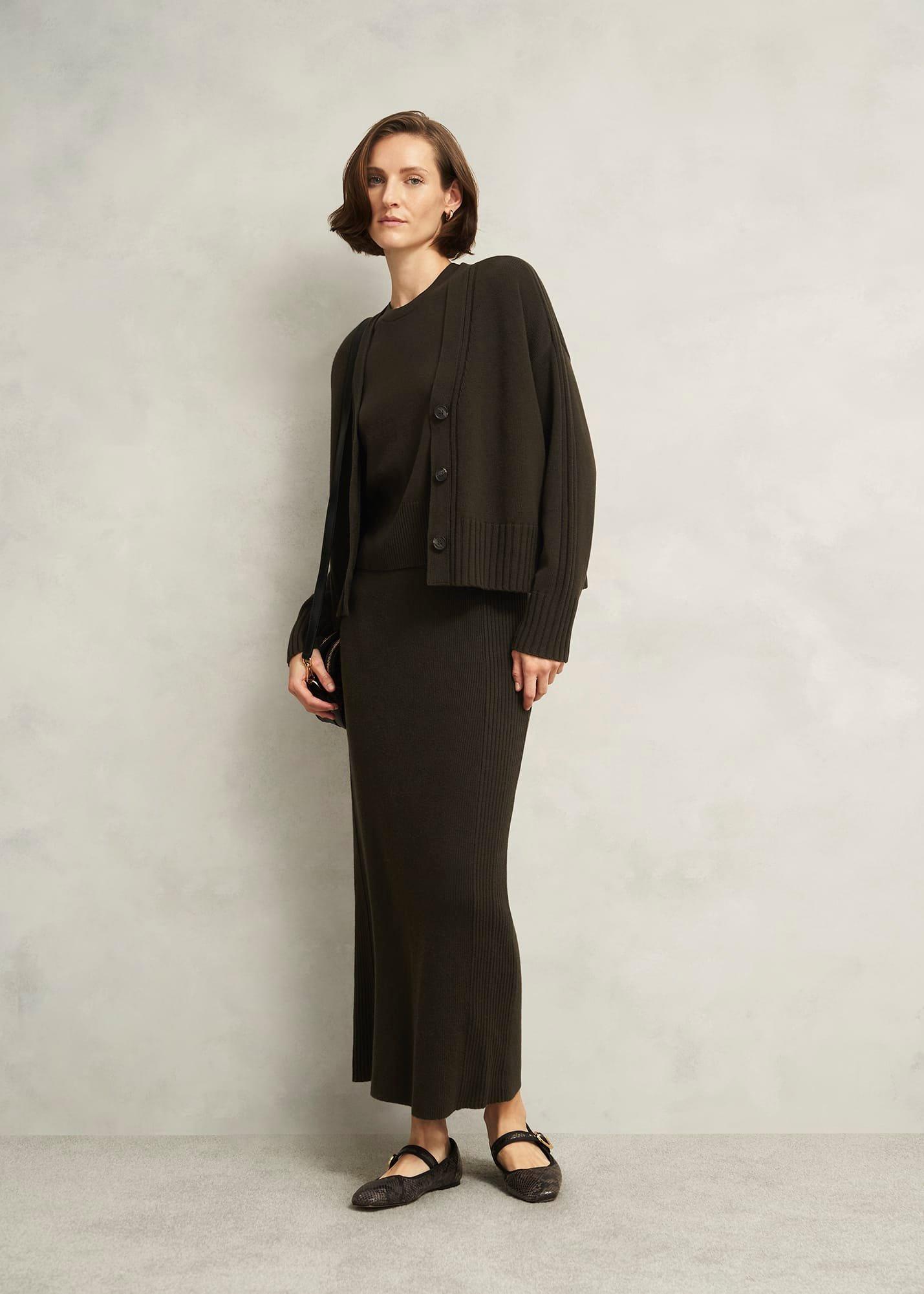 Wentworth Knit Skirt, Dark Olive, hi-res