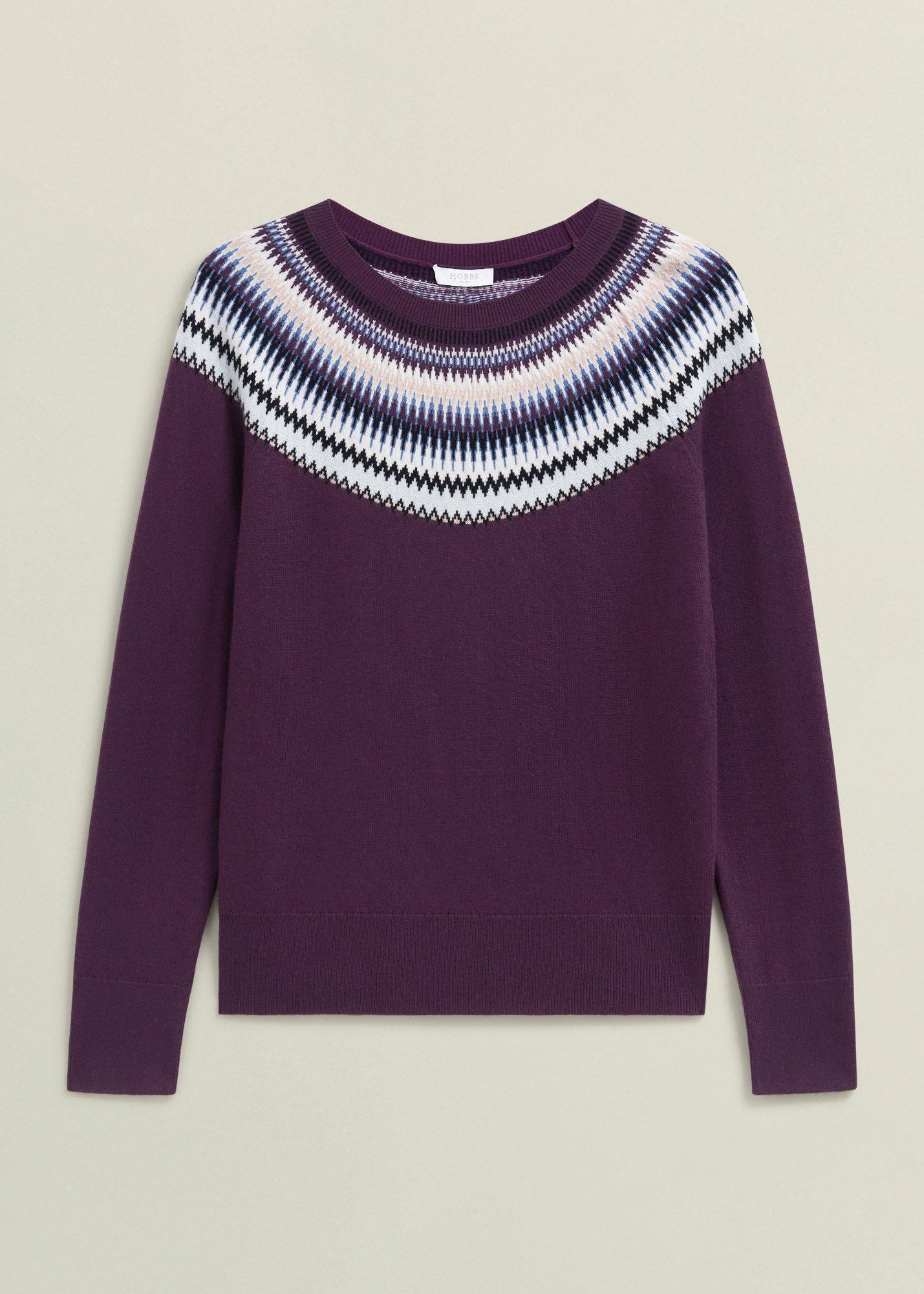 Purple Greta Wool Blend Fairisle Crew Neck Jumper