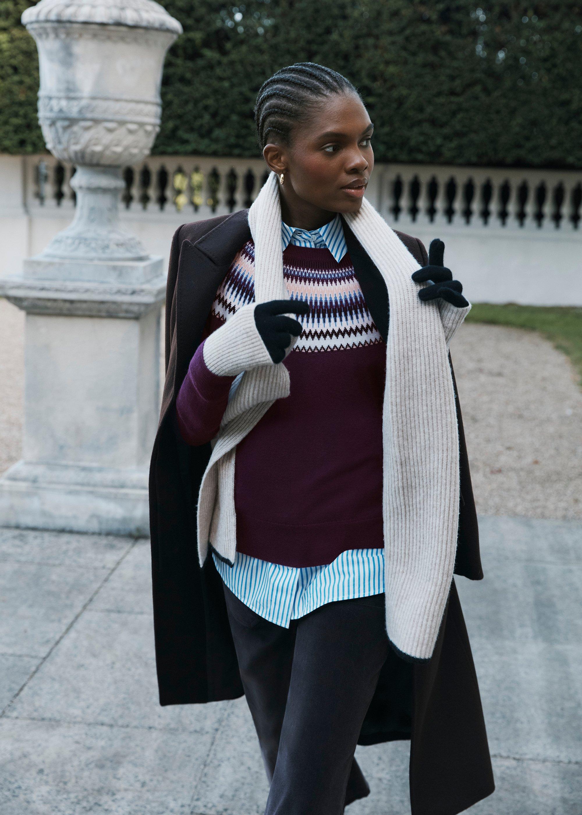 Purple Greta Wool Blend Fairisle Crew Neck Jumper