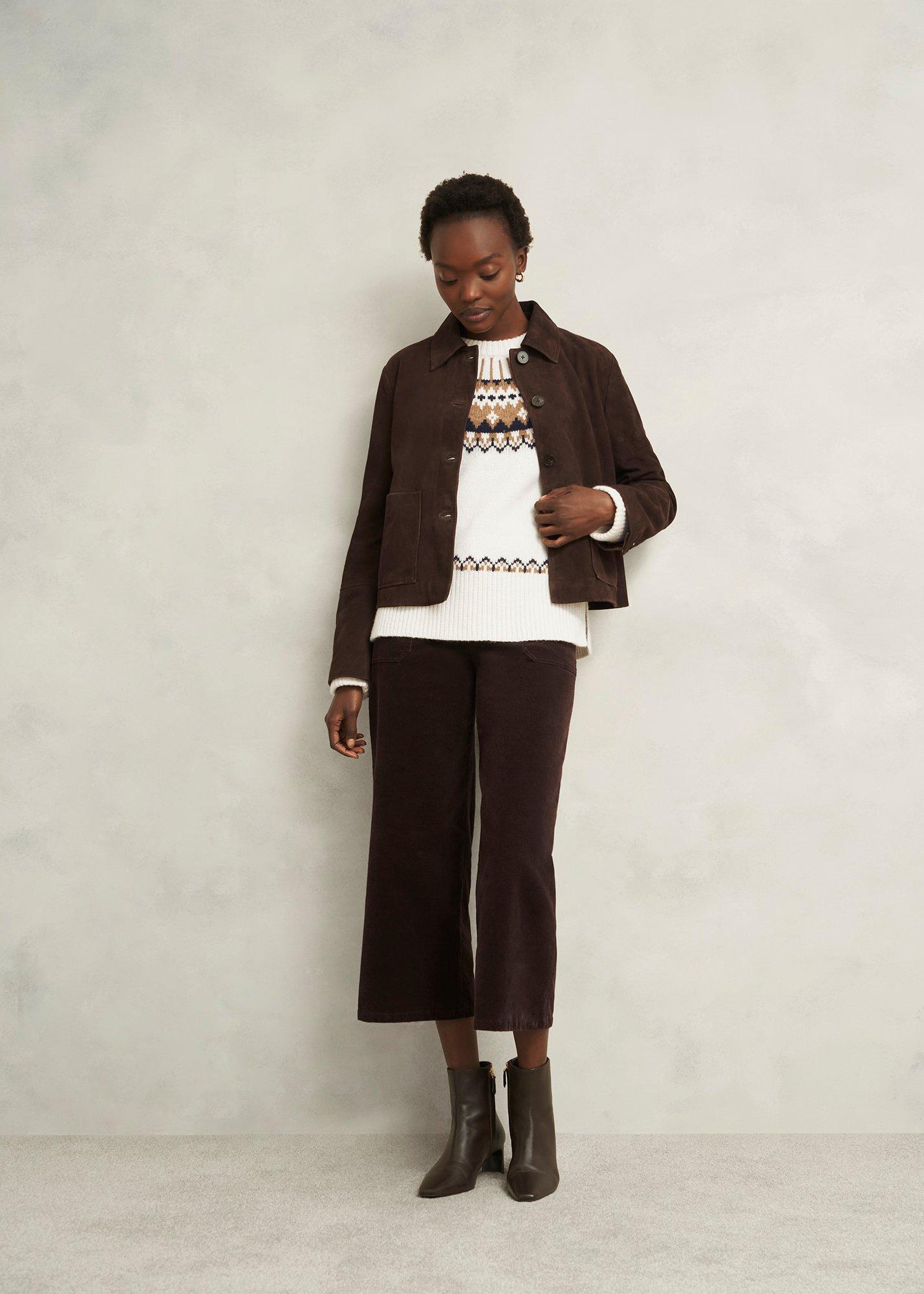 Anya Fairisle Chunky Crew Jumper, Ivory Camel, hi-res