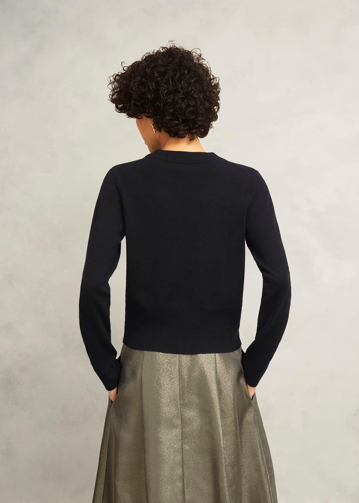 Black Tresco Wool Cashmere Crew Neck Knitted Jumper, Black, hi-res