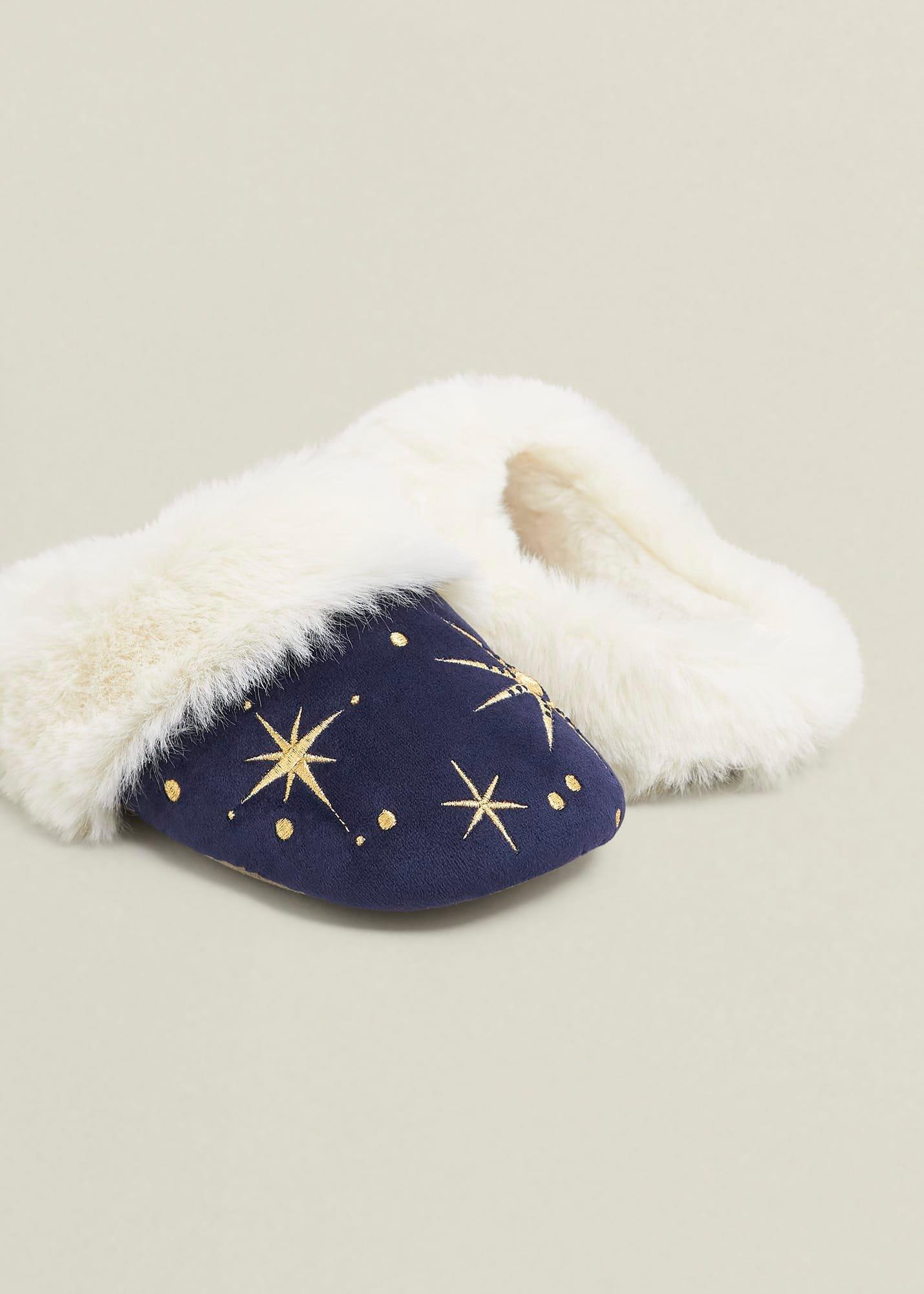 Dominica Embroiderd Slippers, Navy Multi, hi-res