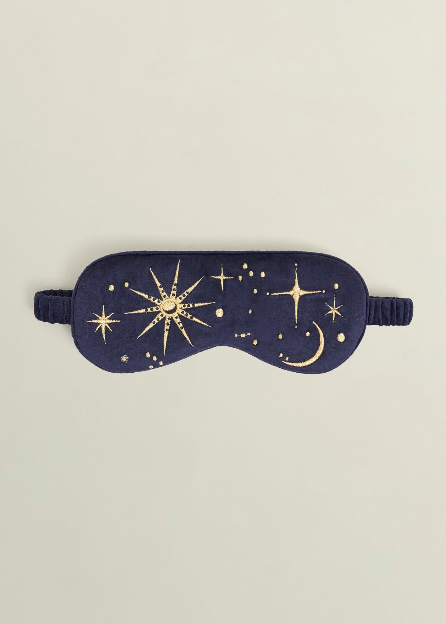 Gabriella Embroidered Silk Eye Mask