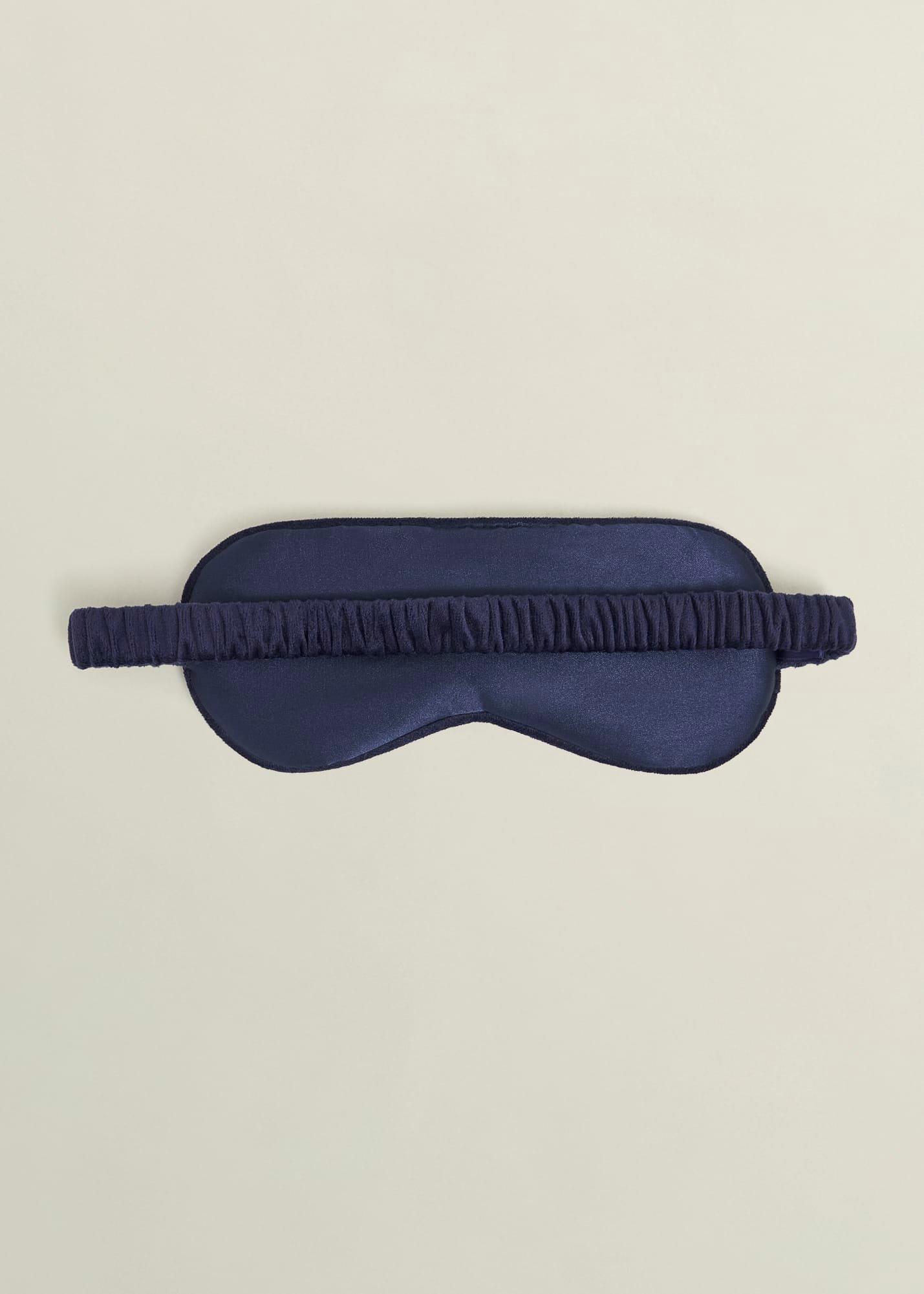 Gabriella Embroidered Silk Eye Mask, Navy Gold, hi-res