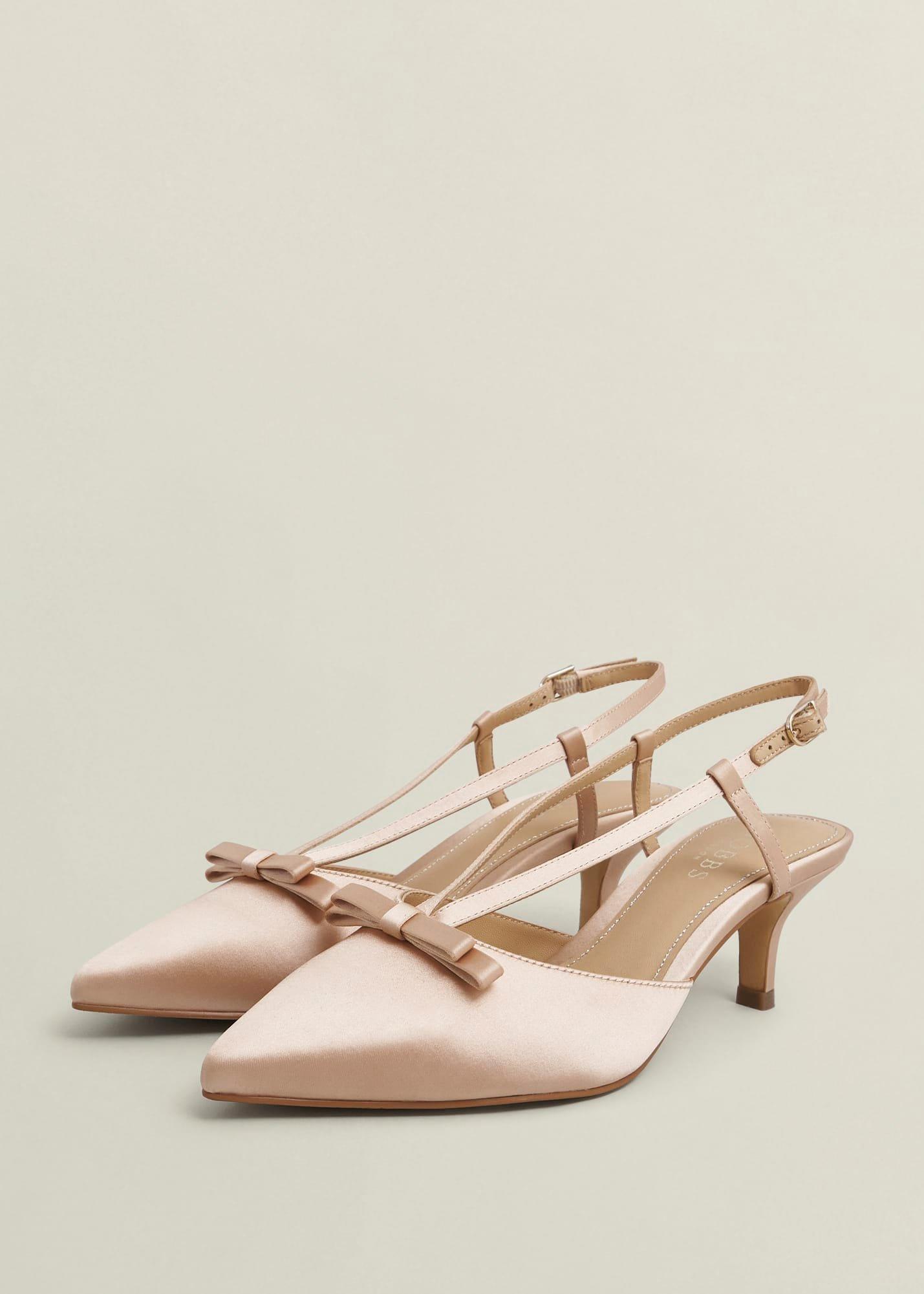 Macie Satin Bow Slingbacks, Warm Taupe, hi-res