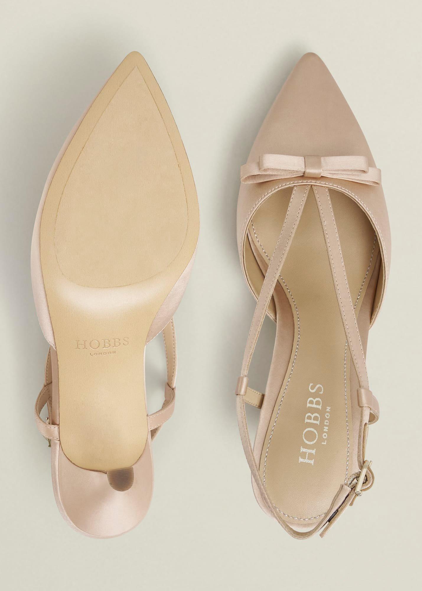 Macie Satin Bow Slingbacks, Warm Taupe, hi-res