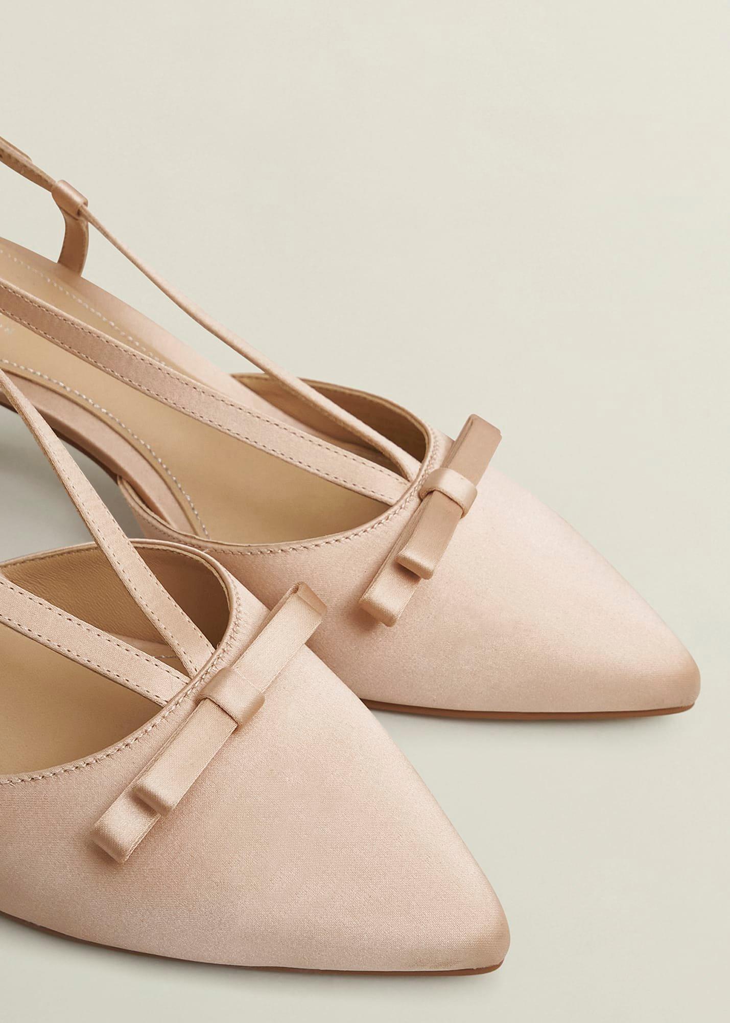 Macie Satin Bow Slingbacks, Warm Taupe, hi-res
