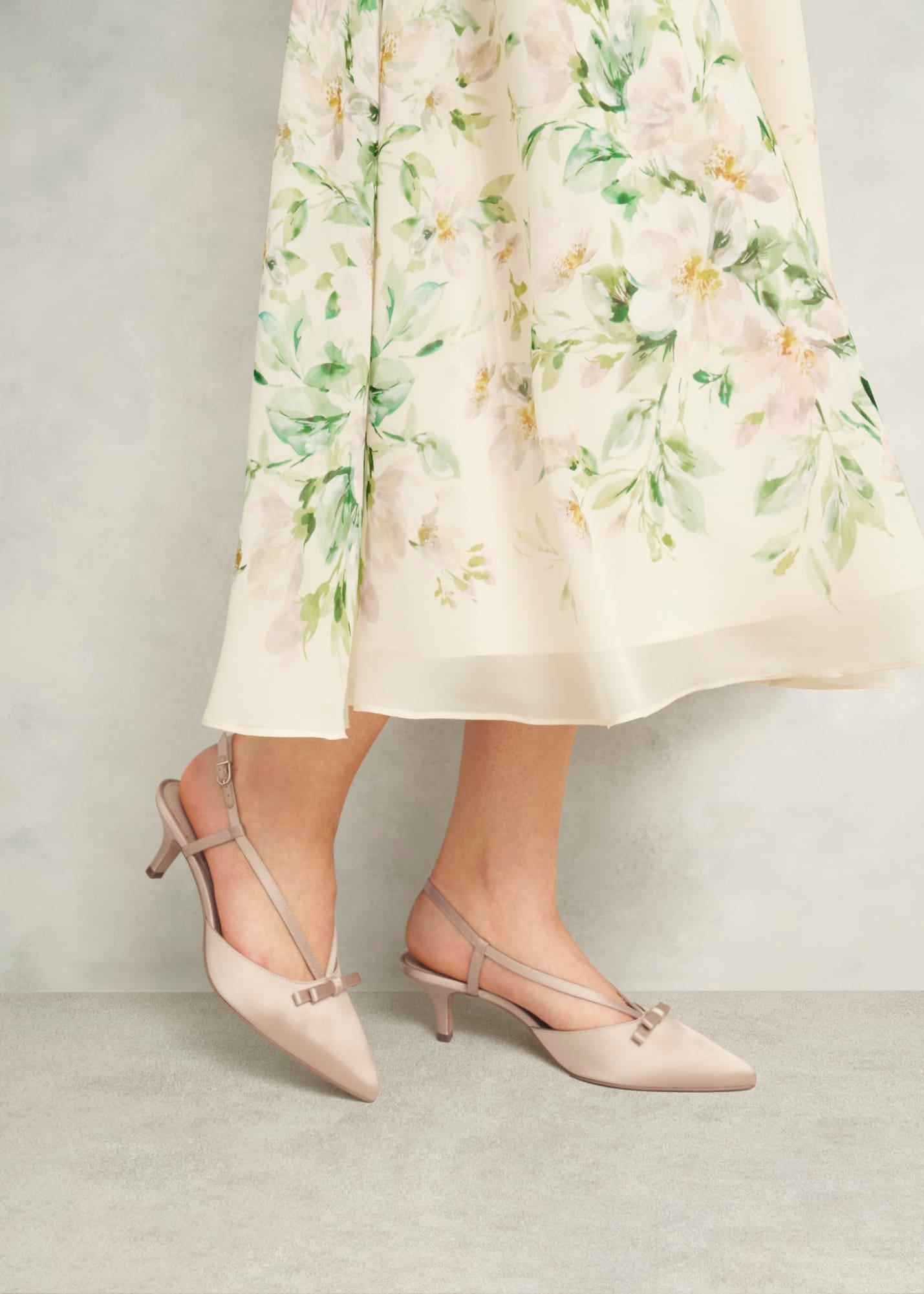 Macie Satin Bow Slingbacks, Warm Taupe, hi-res