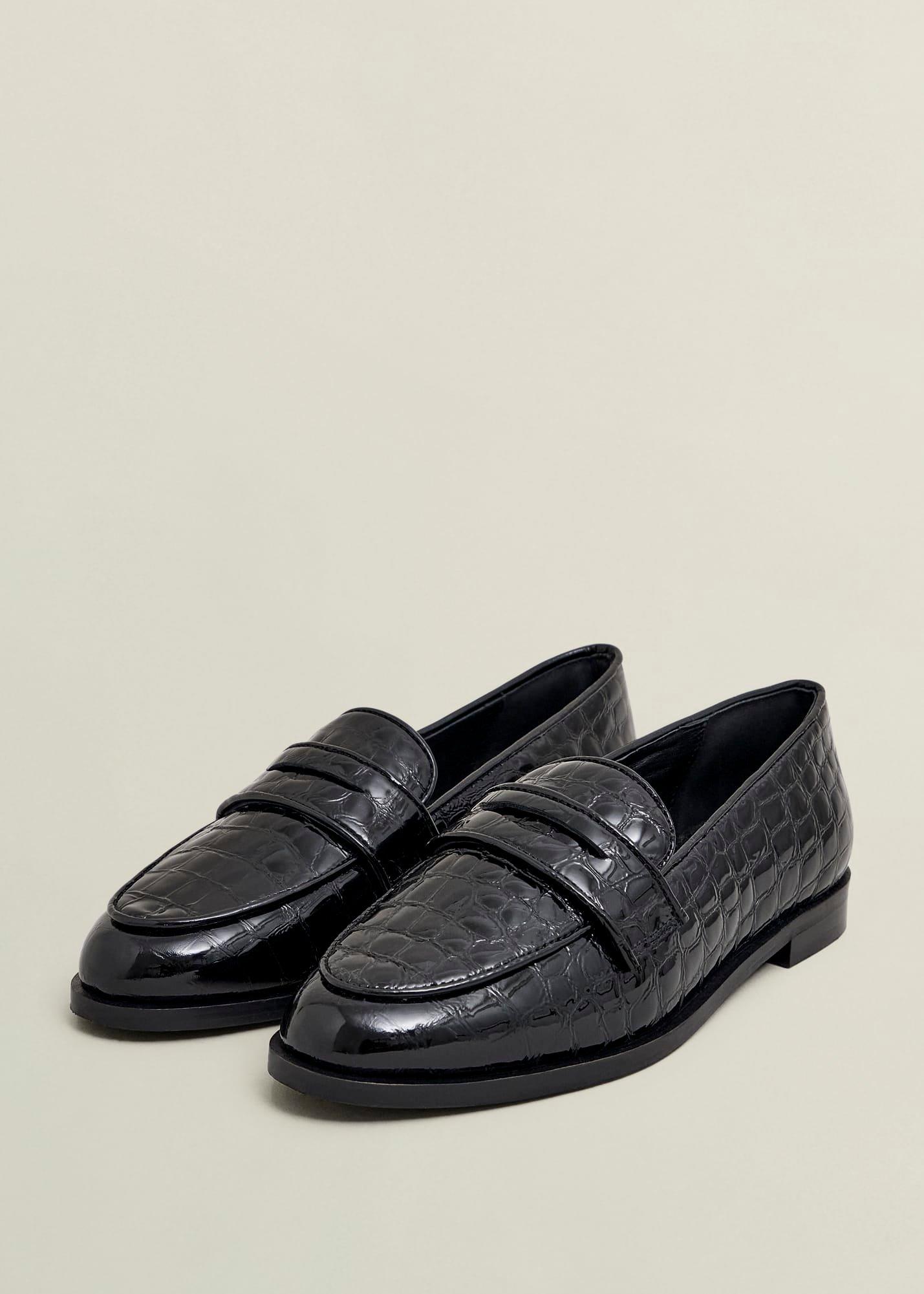 Lillian Leather Loafers, Black, hi-res