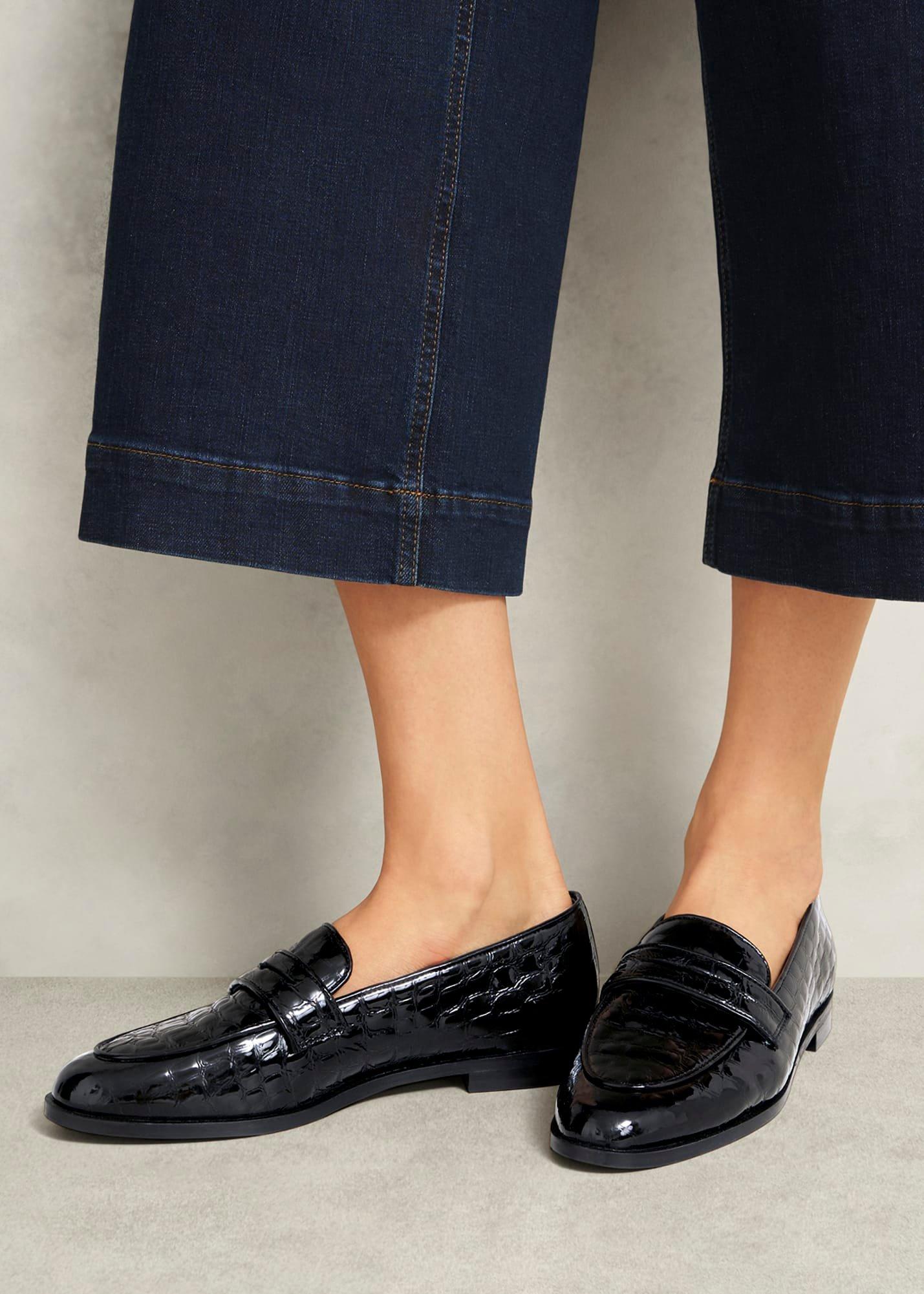 Lillian Leather Loafers, Black, hi-res