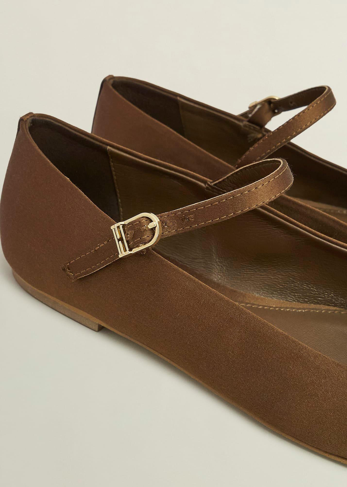 Chrissy Satin Mary Janes, Medlar Brown, hi-res