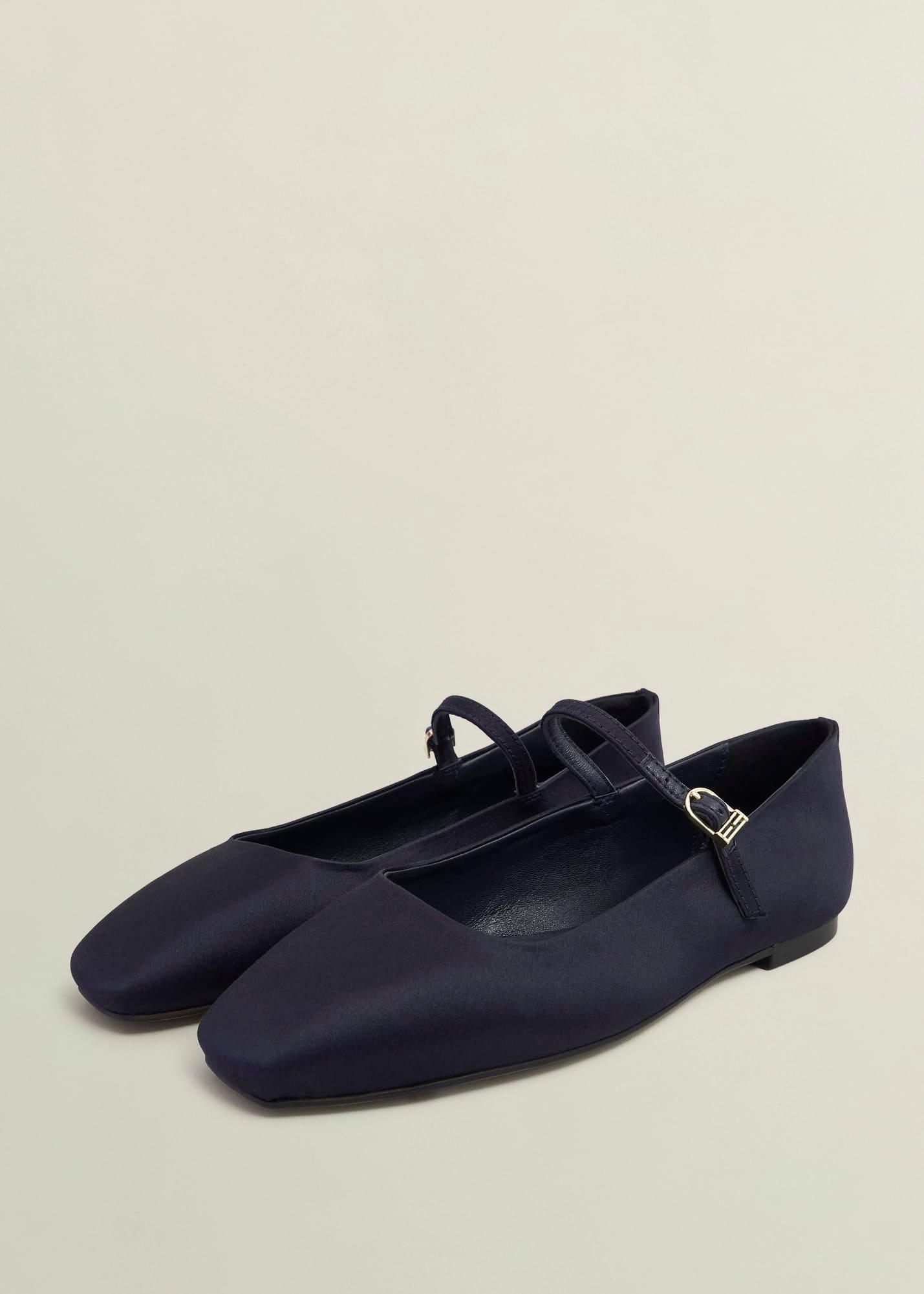 Chrissy Satin Mary Janes, Midnight Navy, hi-res