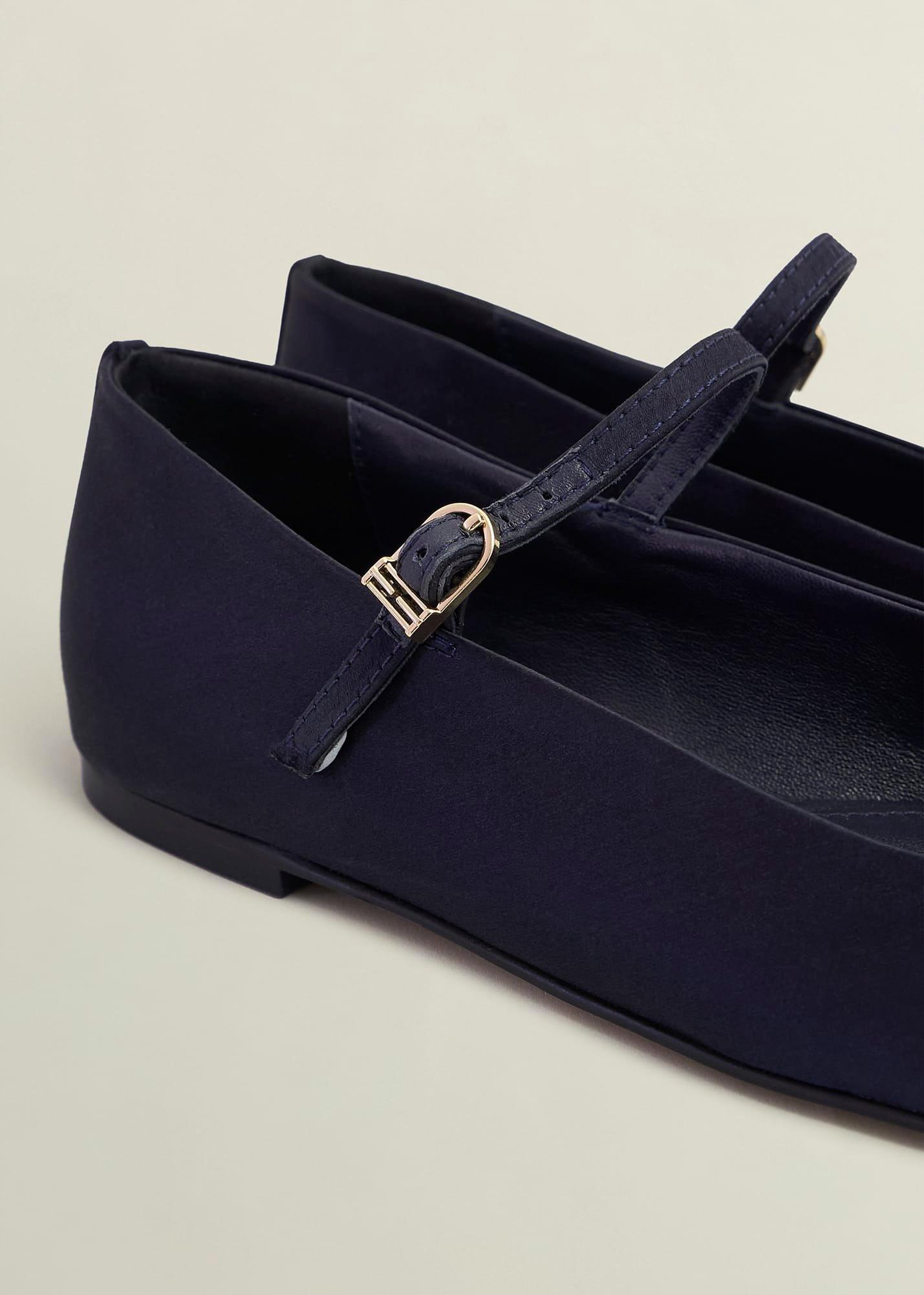 Chrissy Satin Mary Janes, Midnight Navy, hi-res