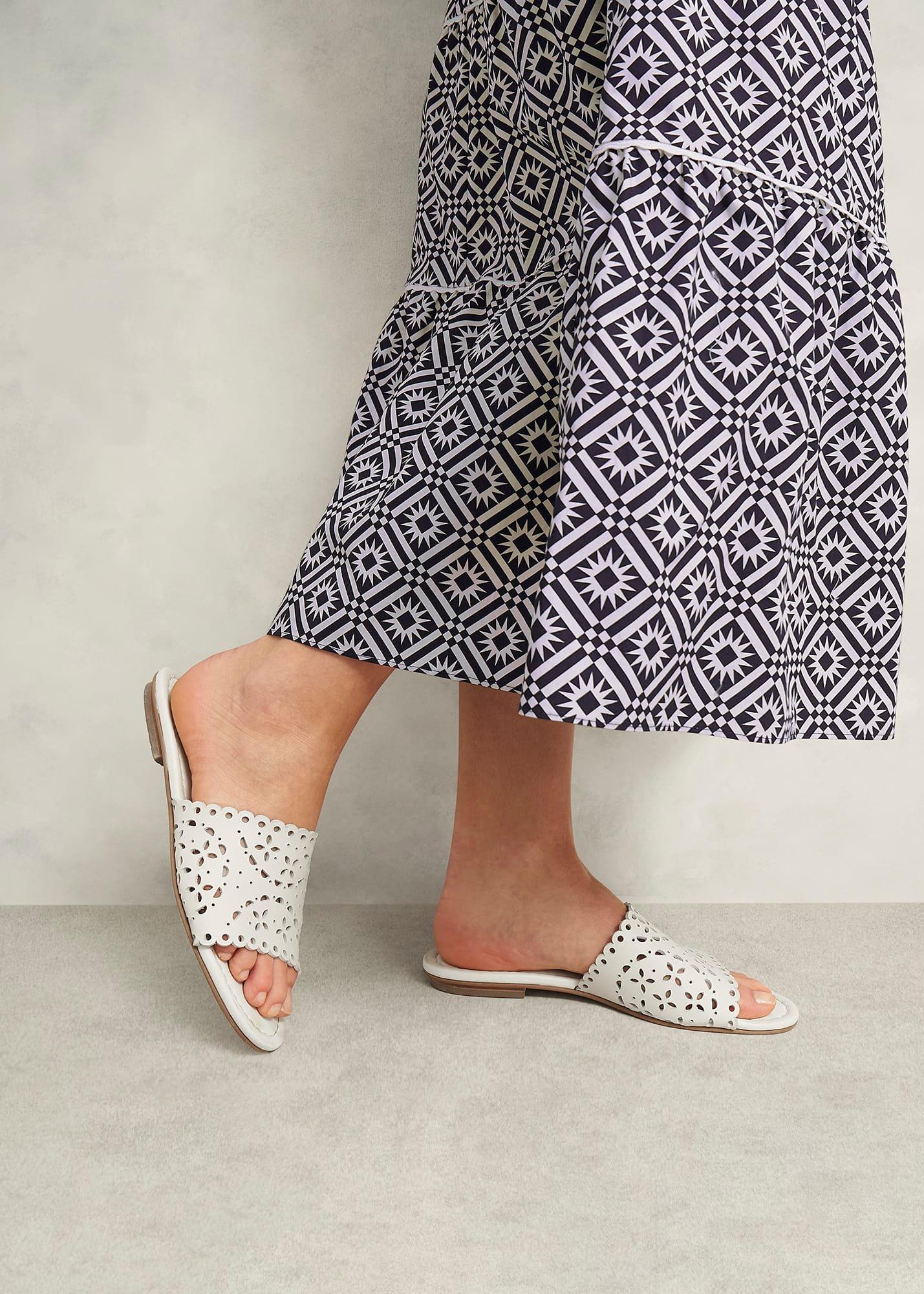 Brodie Leather Slides, Ivory, hi-res