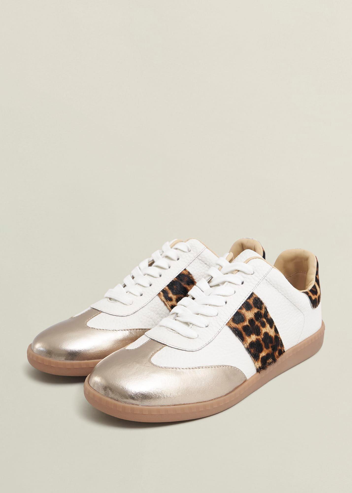 Etta Leather Trainers, Ivory Leopard, hi-res