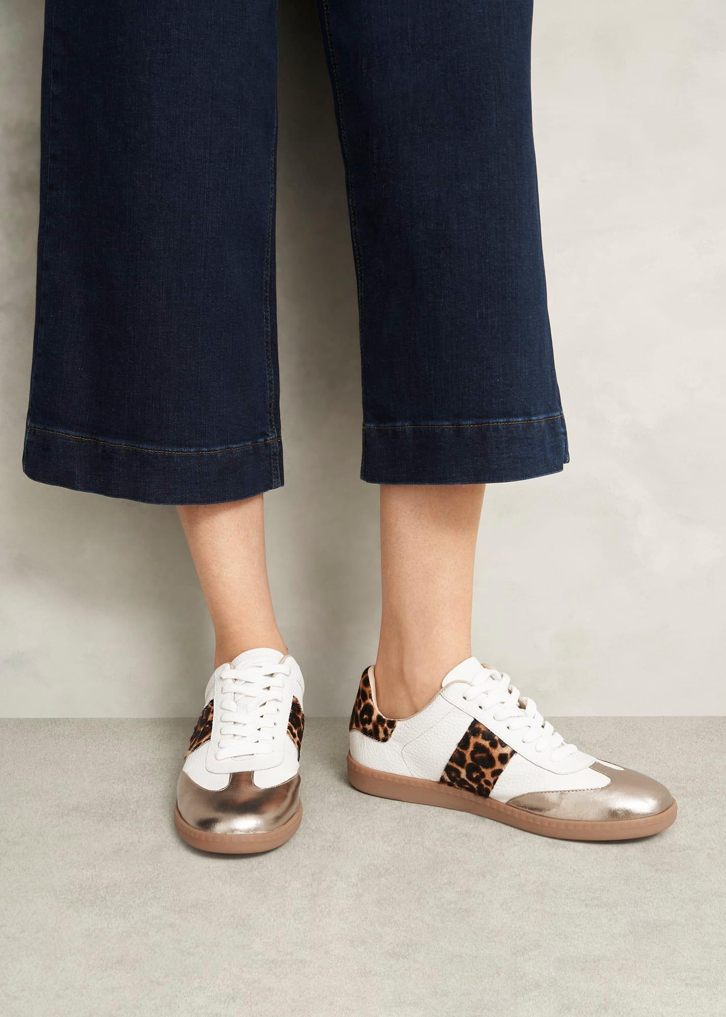 Etta Leather Trainers, Ivory Leopard, hi-res