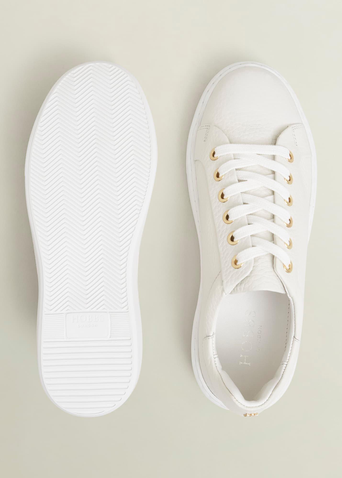 Ada Leather Trainers, White, hi-res