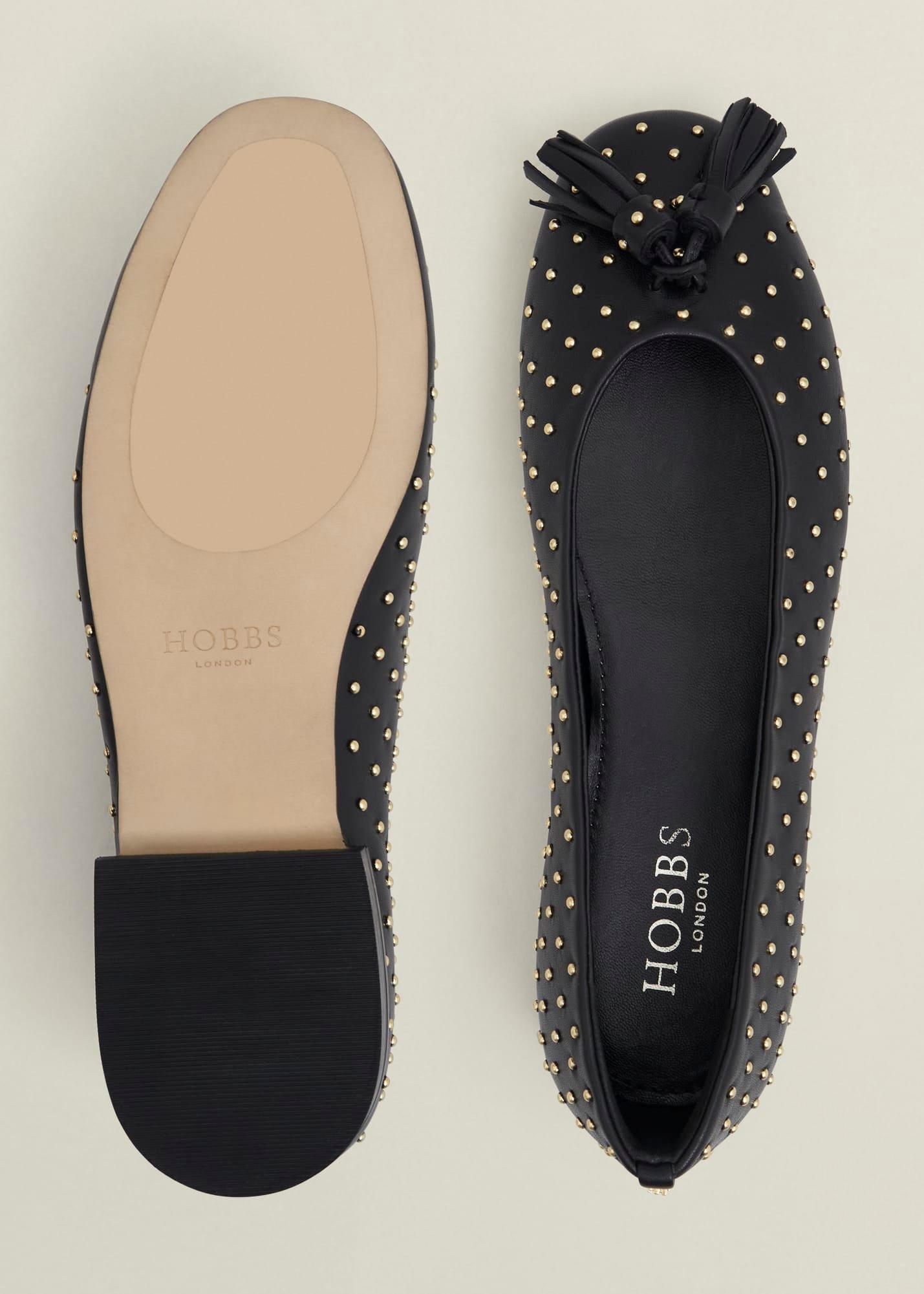 Bingley Studded Flats, Black, hi-res