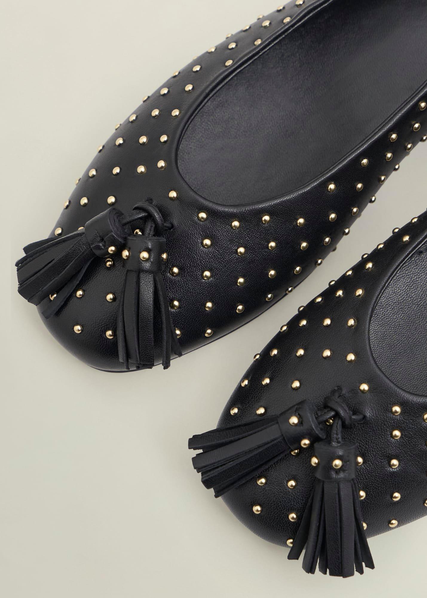 Bingley Studded Flats, Black, hi-res