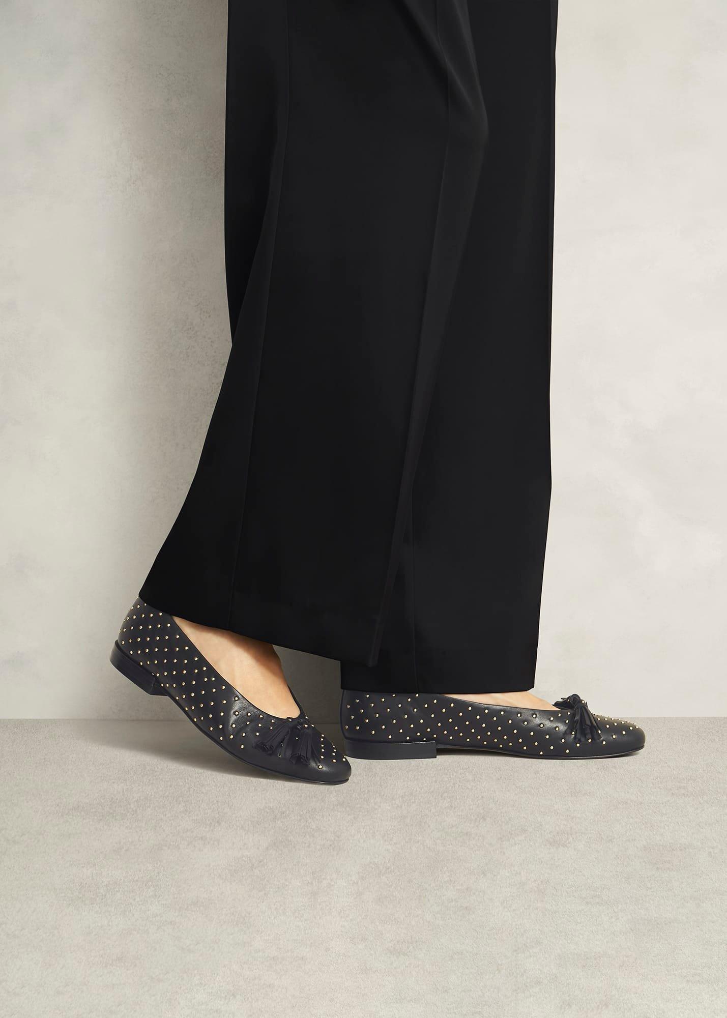 Bingley Studded Flats, Black, hi-res