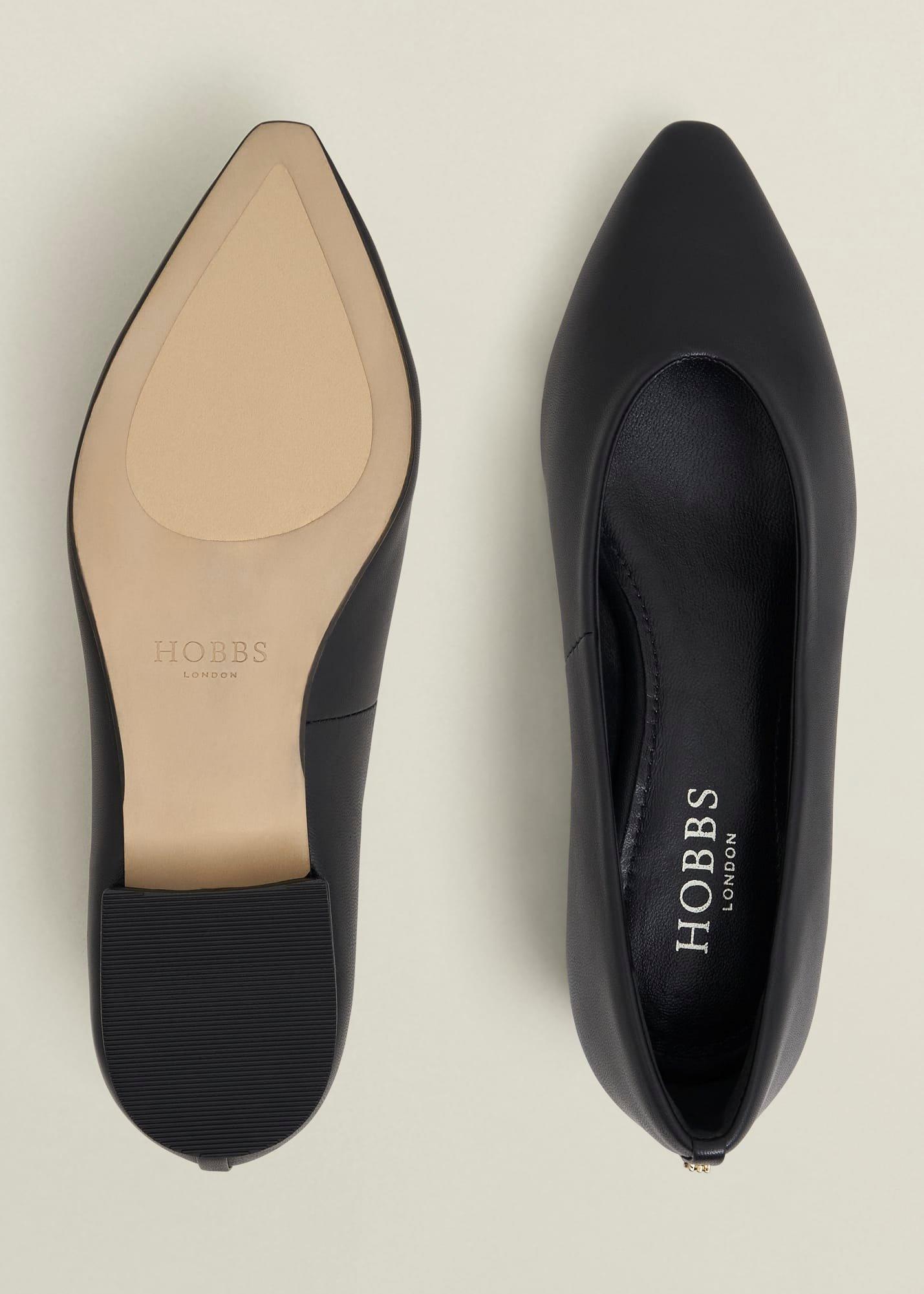 Asher Leather Ballerinas, Black, hi-res