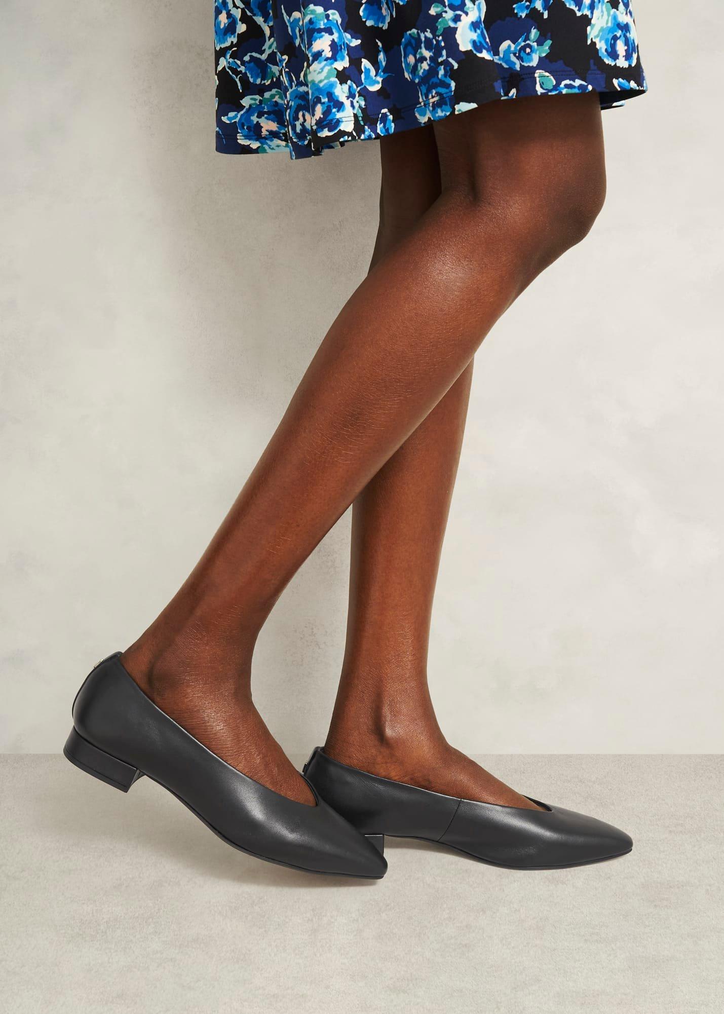 Asher Leather Ballerinas, Black, hi-res