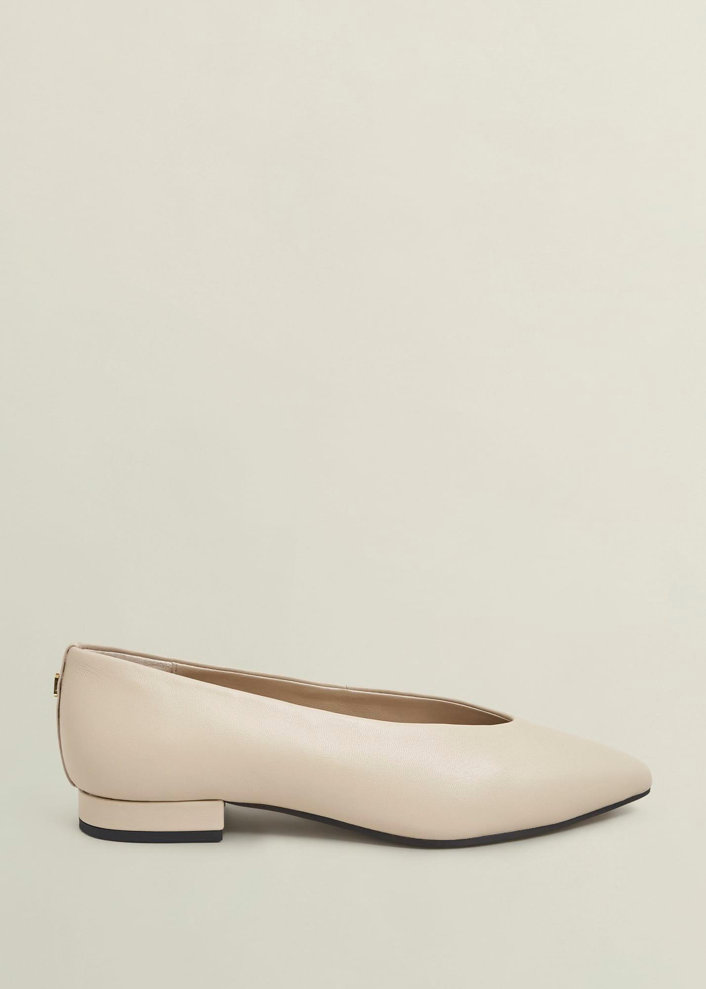 Asher Leather Ballerinas, Light Beige, hi-res