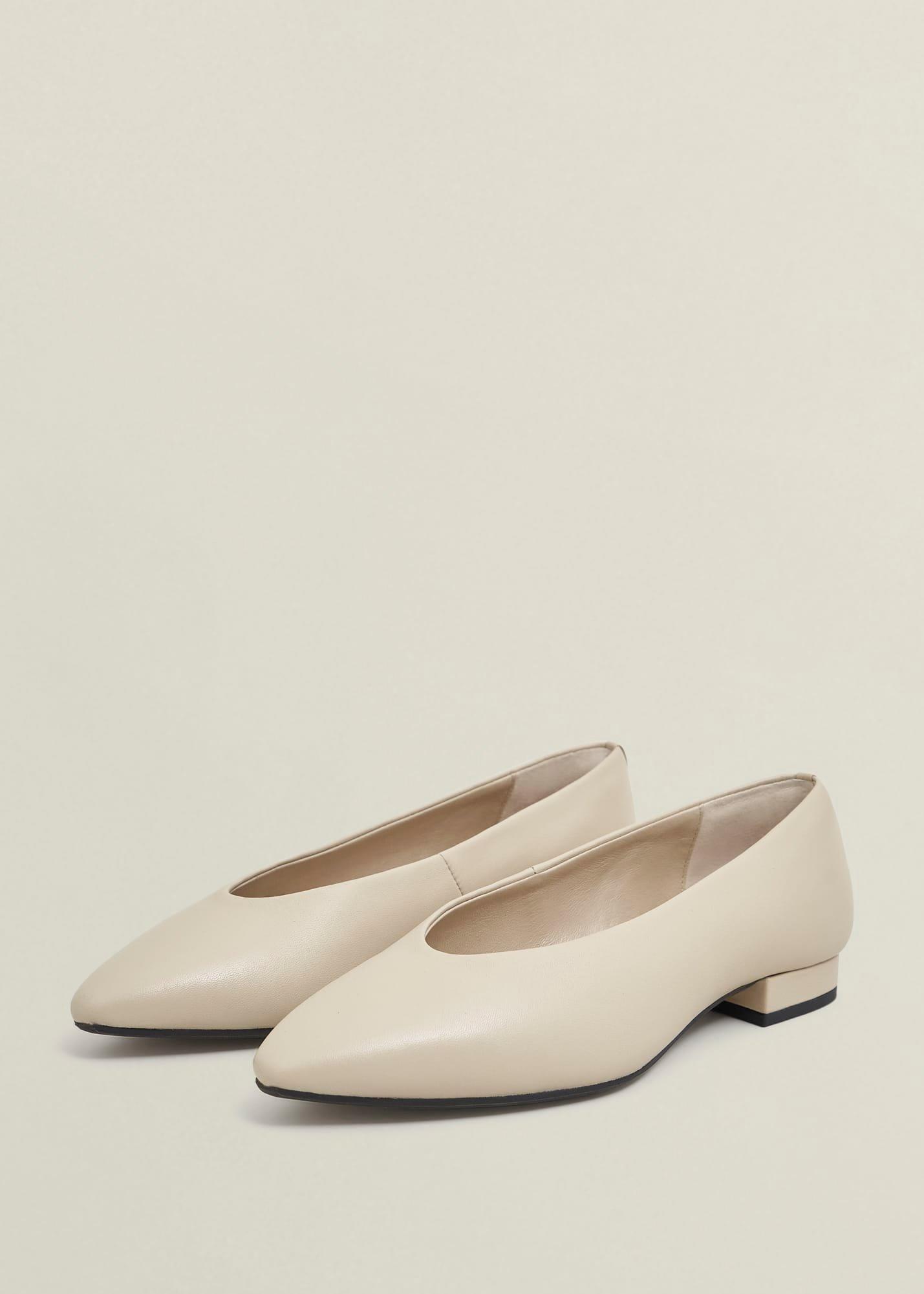 Asher Leather Ballerinas, Light Beige, hi-res
