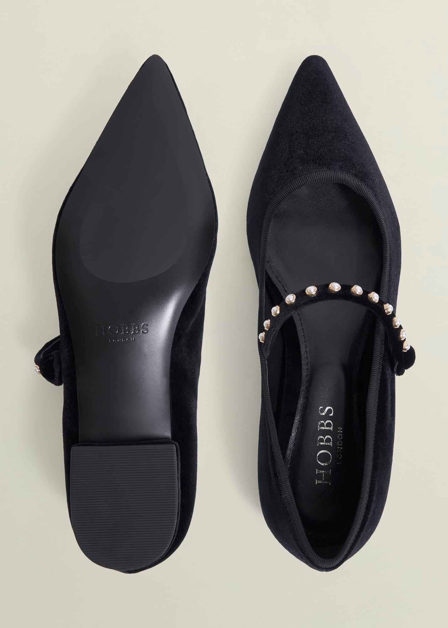 Juliana Velvet Point Toe Flats, Black, hi-res