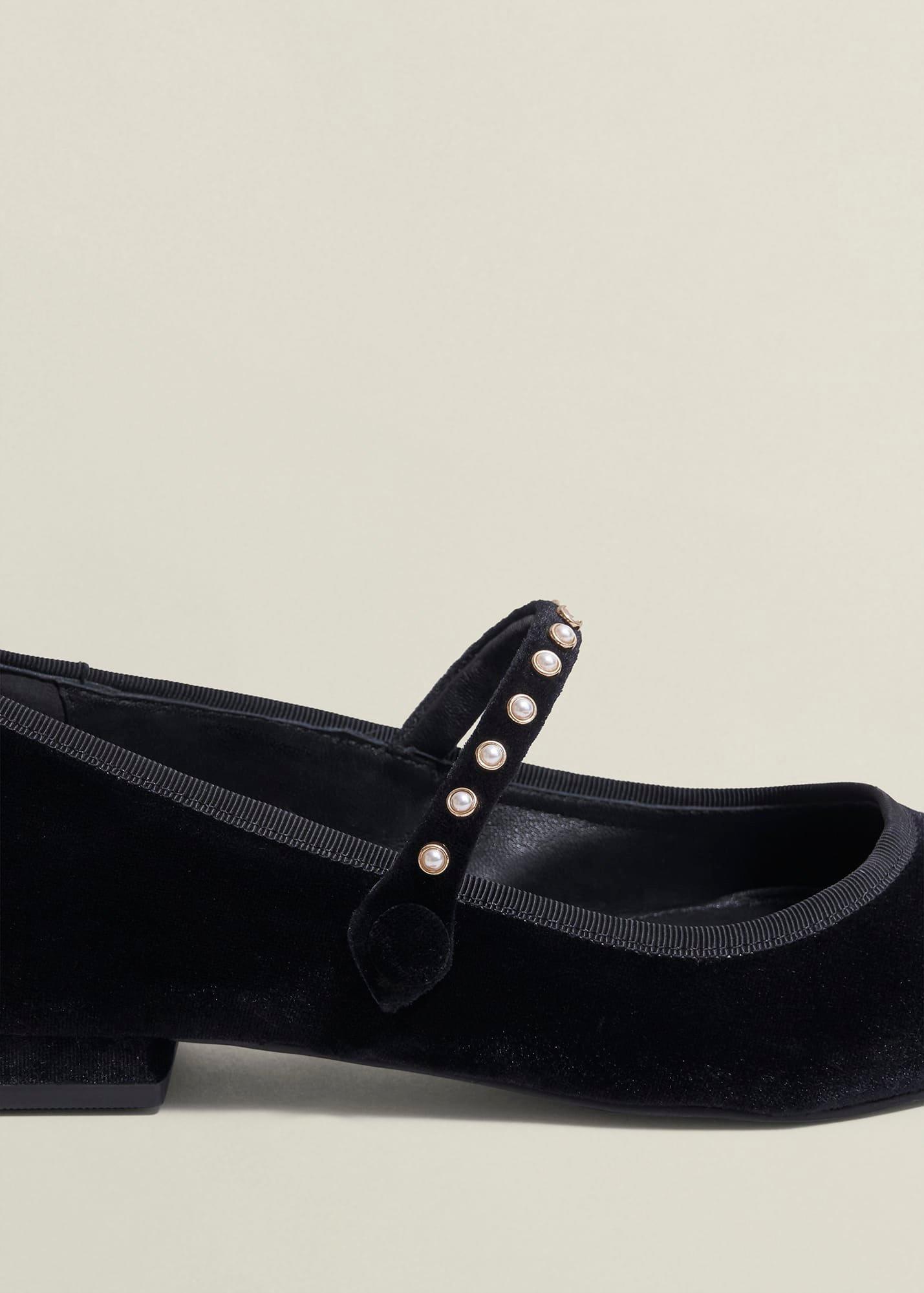 Juliana Velvet Point Toe Flats, Black, hi-res
