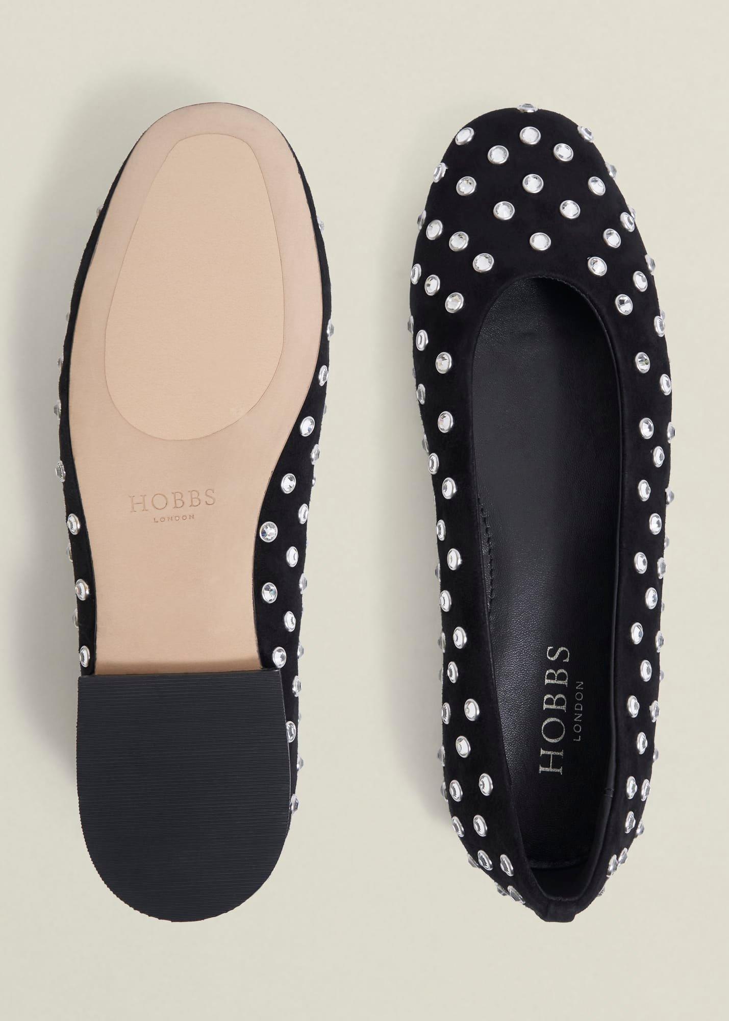 Gayle Jewelled Flats, Black, hi-res