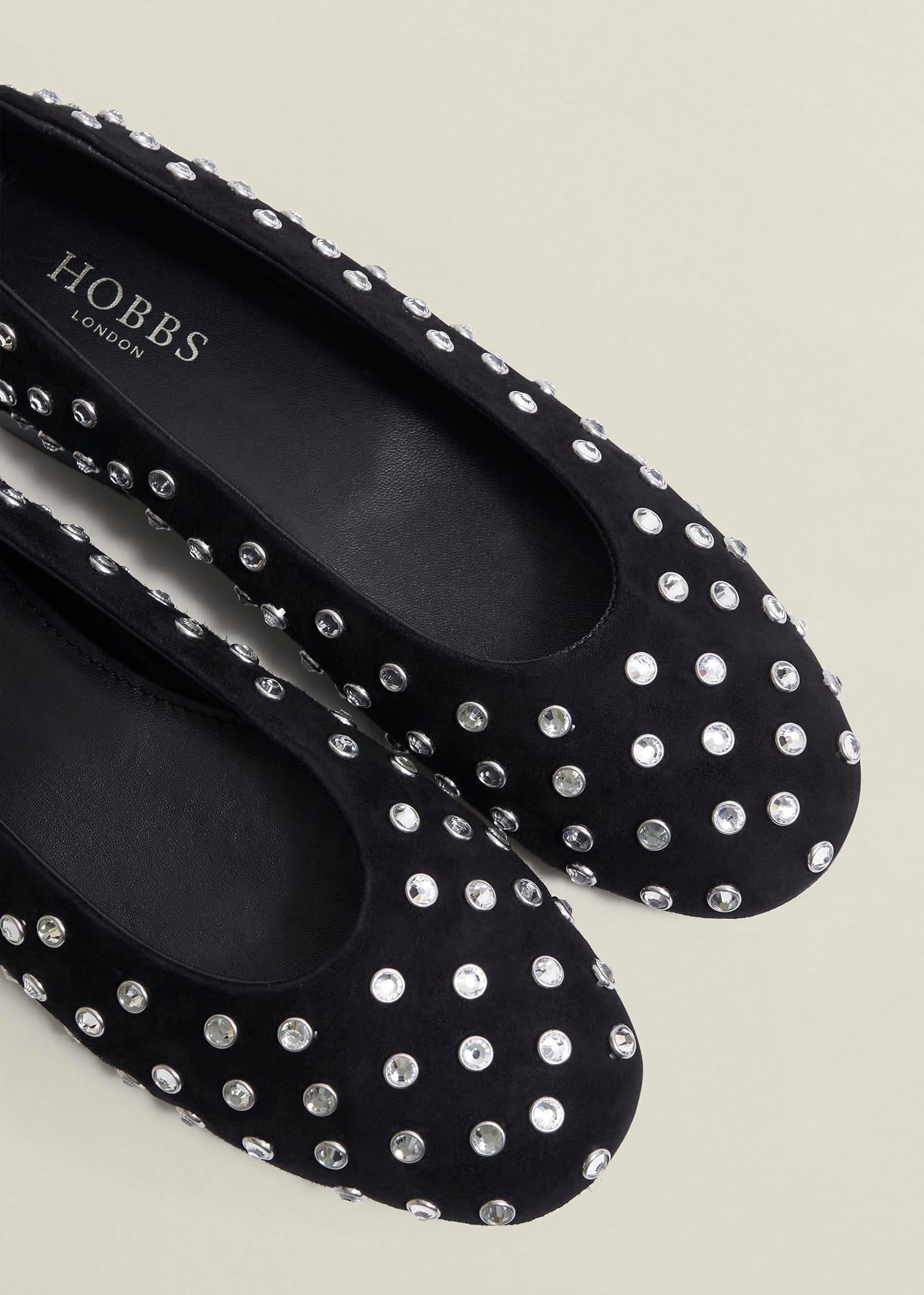 Gayle Jewelled Flats, Black, hi-res