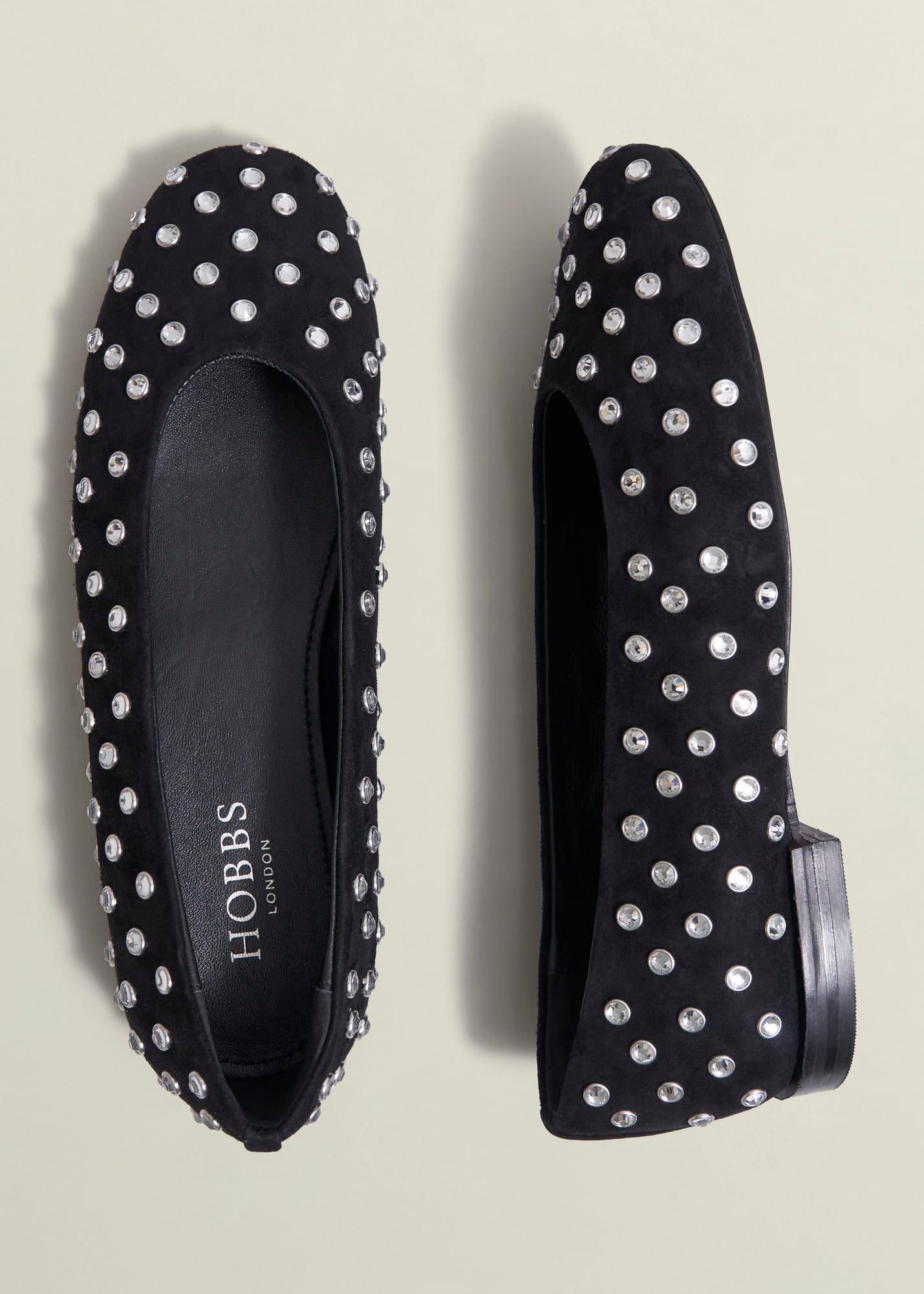 Gayle Jewelled Flats, Black, hi-res
