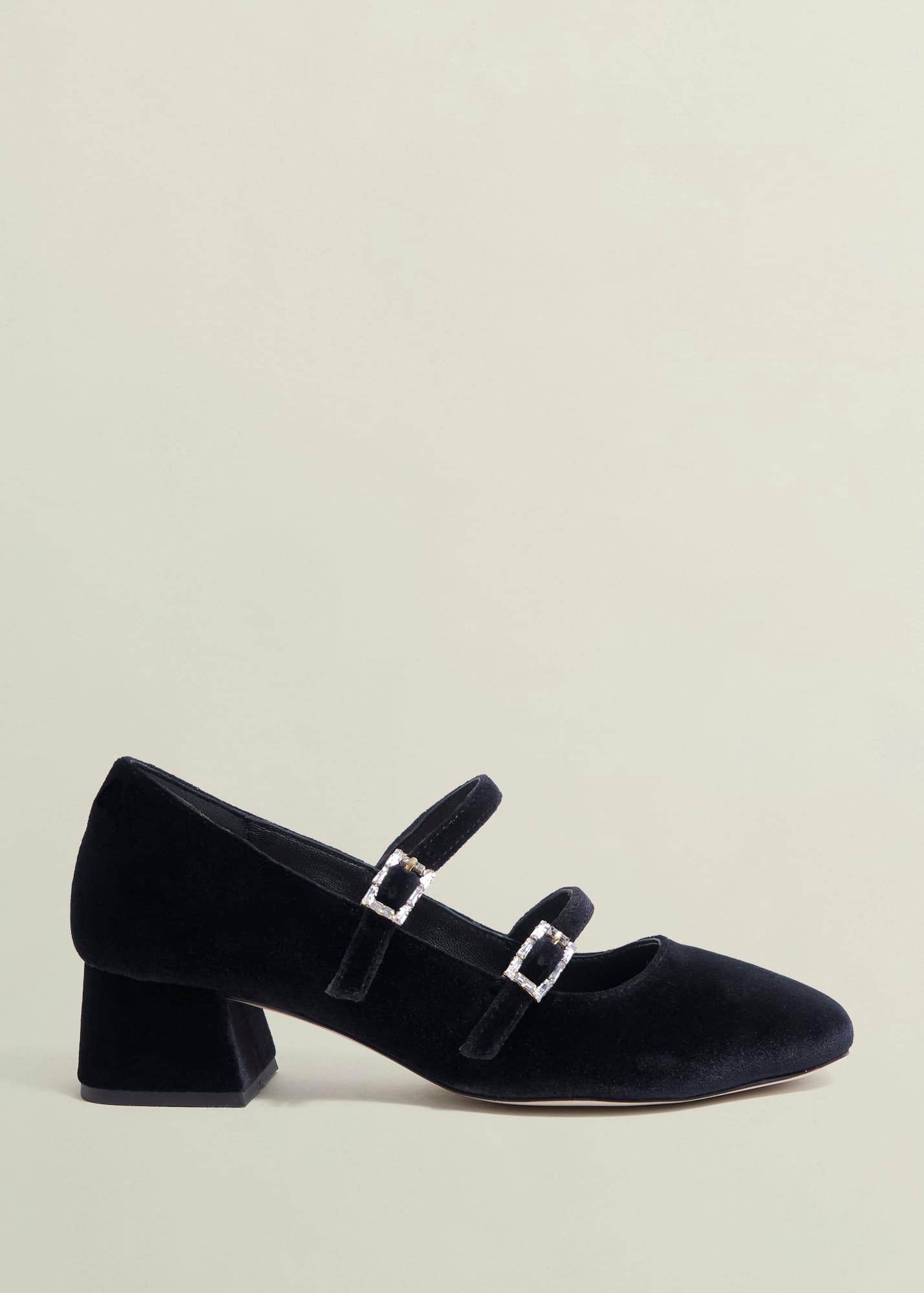 Rosaleen Velvet Heeled Mary Janes